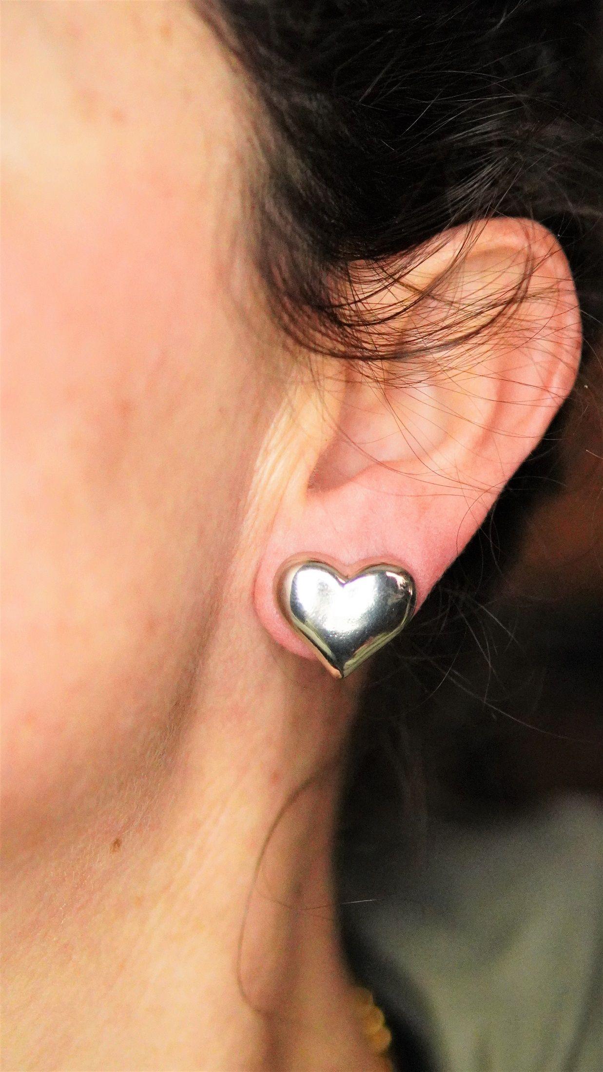 Aros Sin Perforacion corazon chunky bañado En plata-2