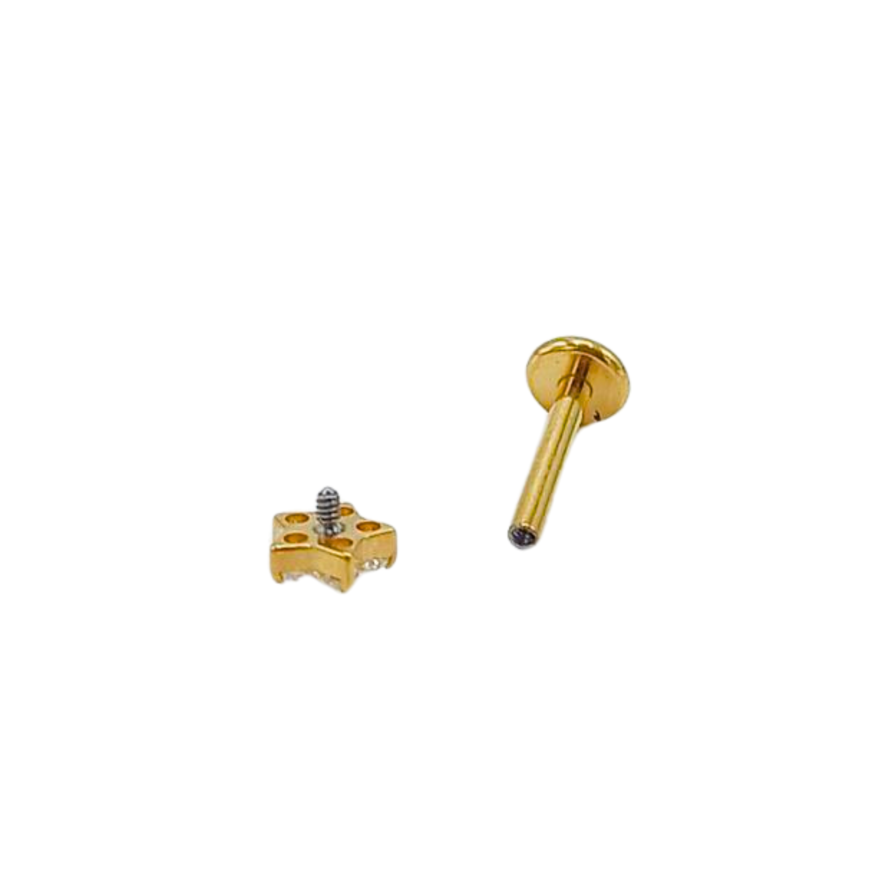 Piercing labret punto de luz flor titanio ASTM F136 G23 Dorado-3