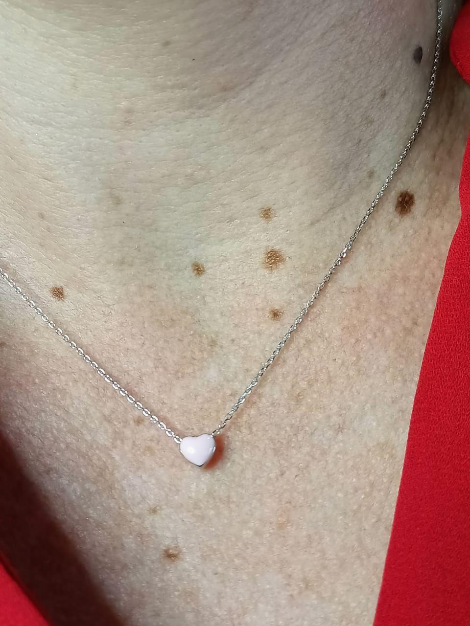 Colgante gargantilla Corazón Rosa Pastel plata fina ley S925-2