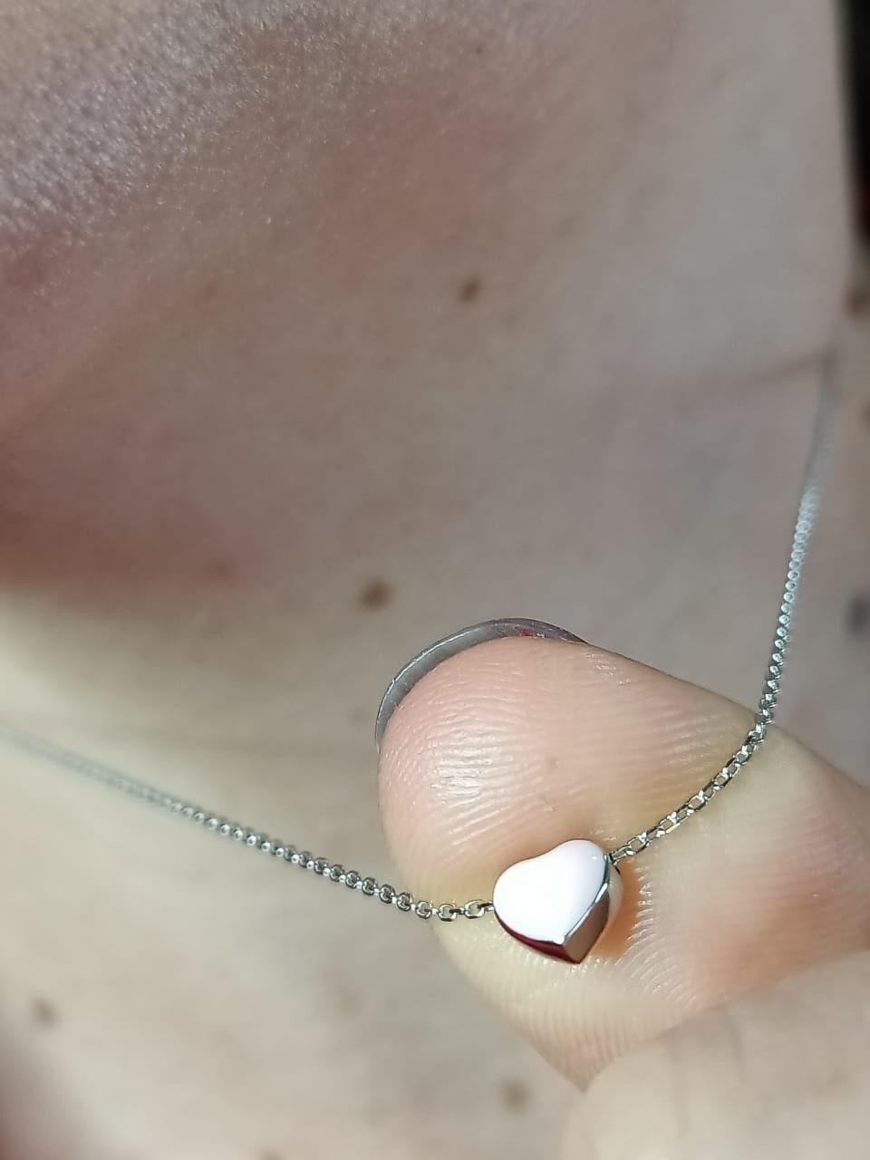 Colgante gargantilla Corazón Rosa Pastel plata fina ley S925-4