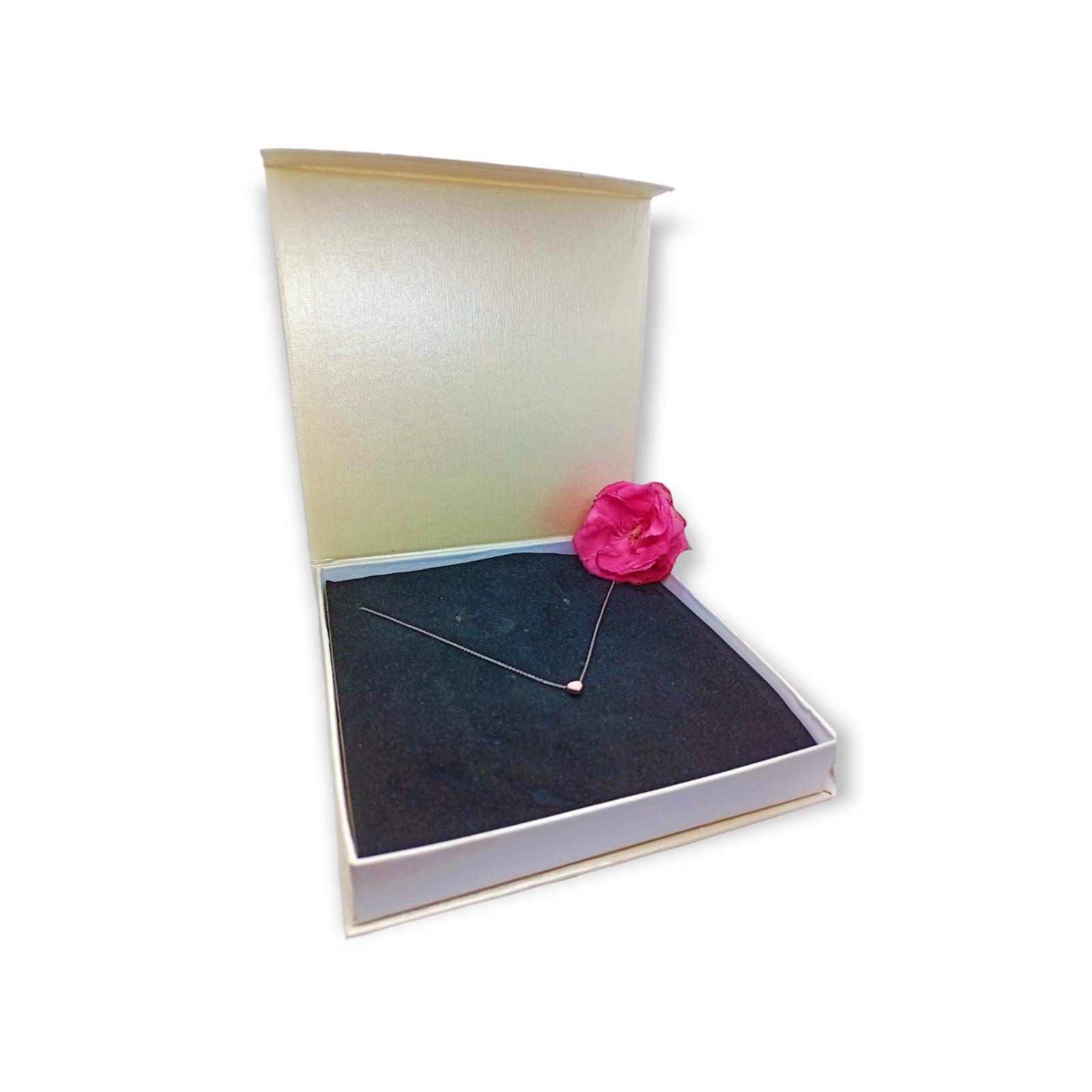 Colgante gargantilla Corazón Rosa Pastel plata fina ley S925-5