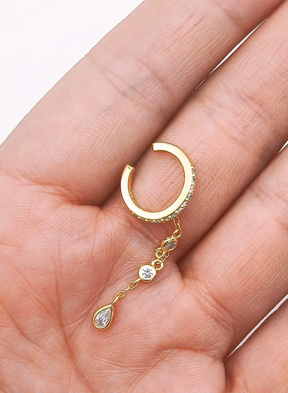 Aro Earcuff Jasmine Plata 925 Chapado En Oro 18k-2