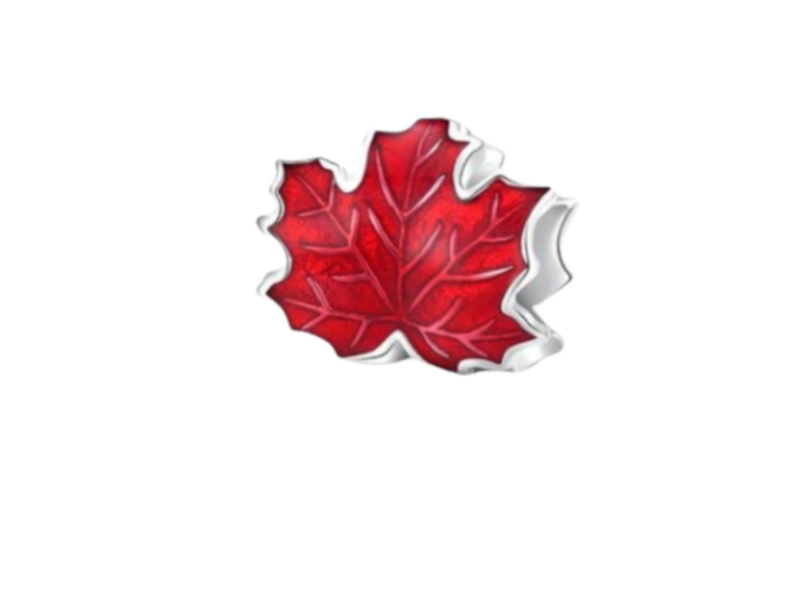 Charm dije abalorio hoja de maple roja plata fina 925-0