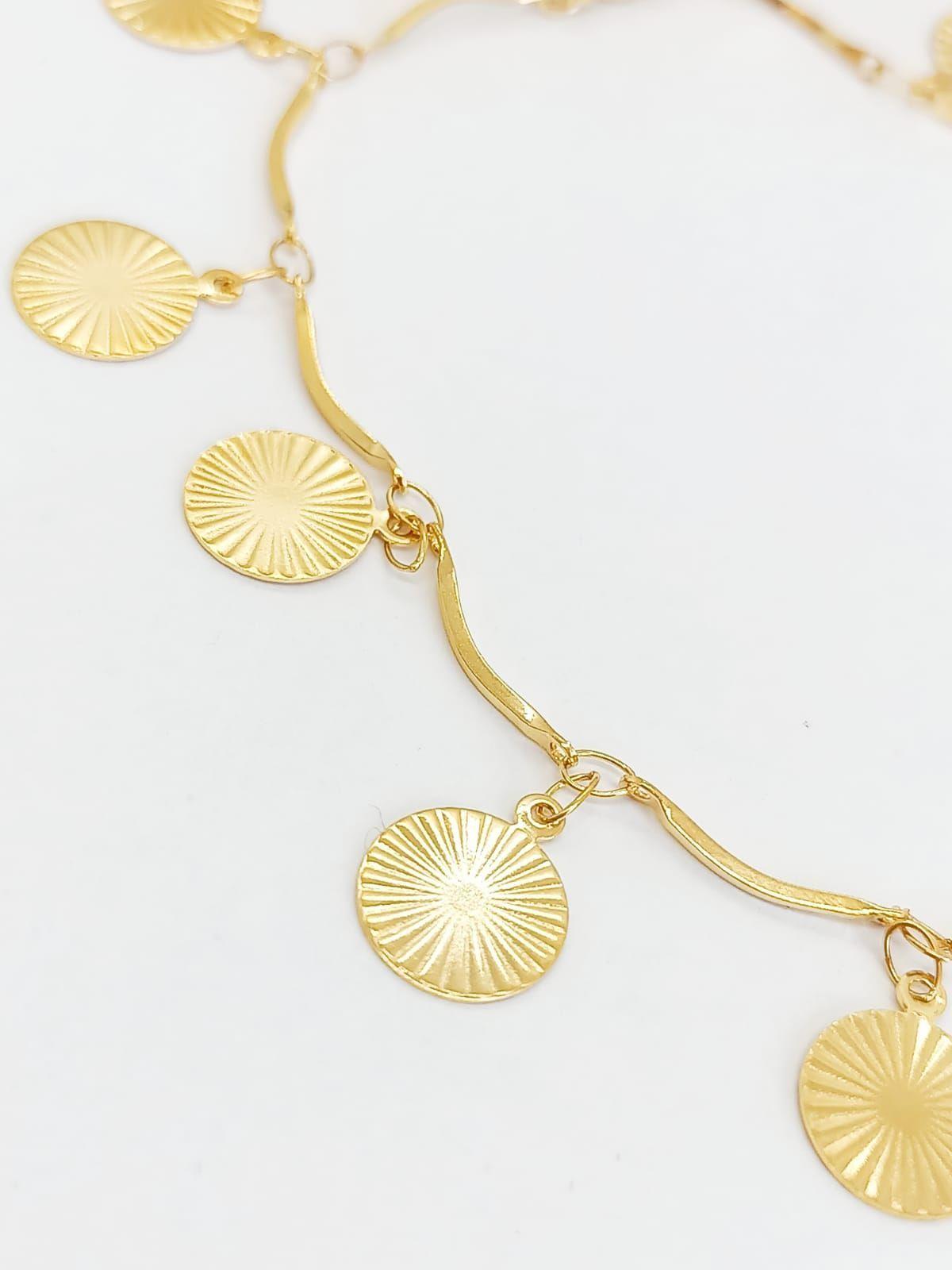 Tobilleras Monedas Pulseras Tobillo Ajustable Bohemia enchapada en oro 18k-5