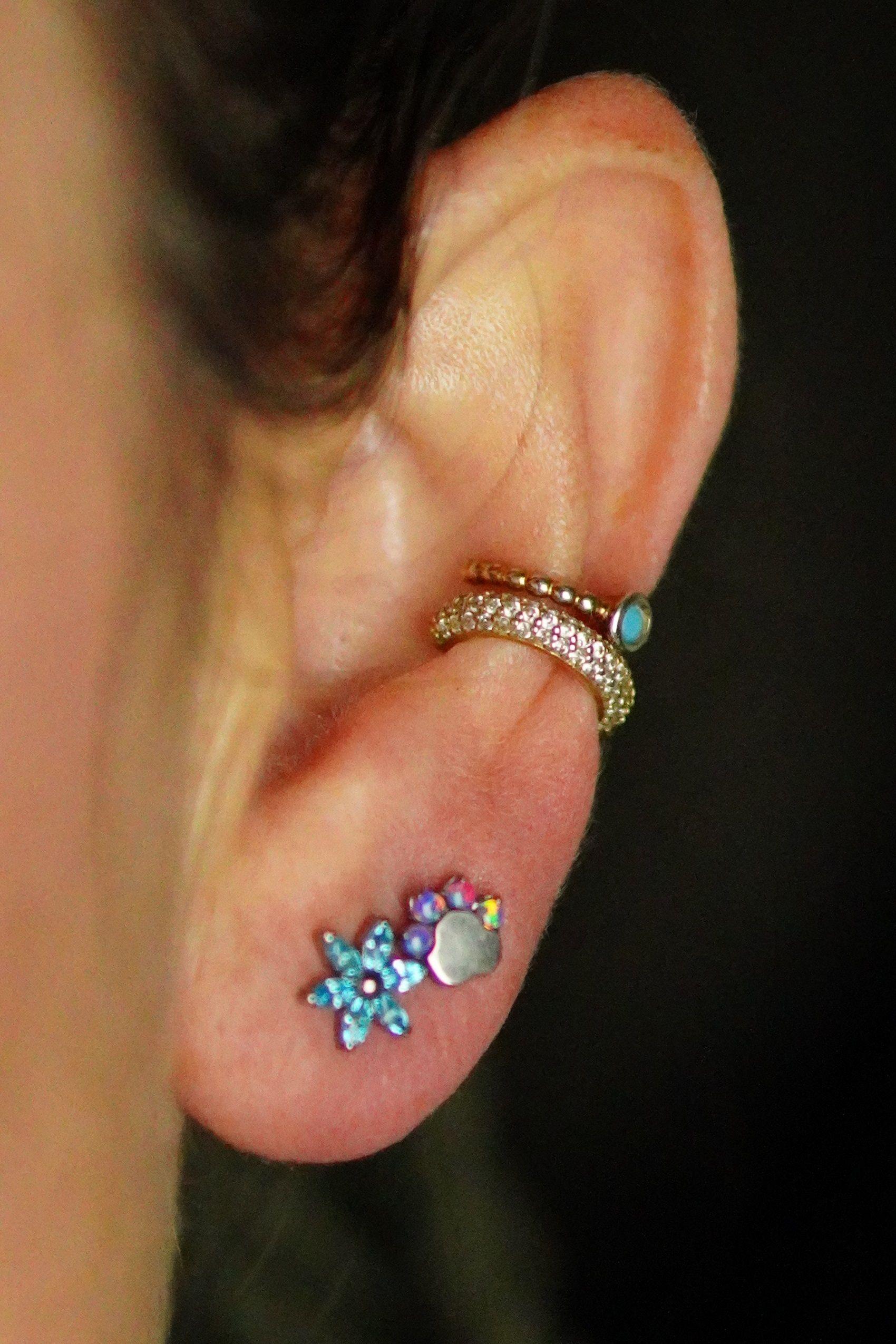 Piercing Labret 8mm Huella Perro Opalo Titanio Astm F136 G23-2