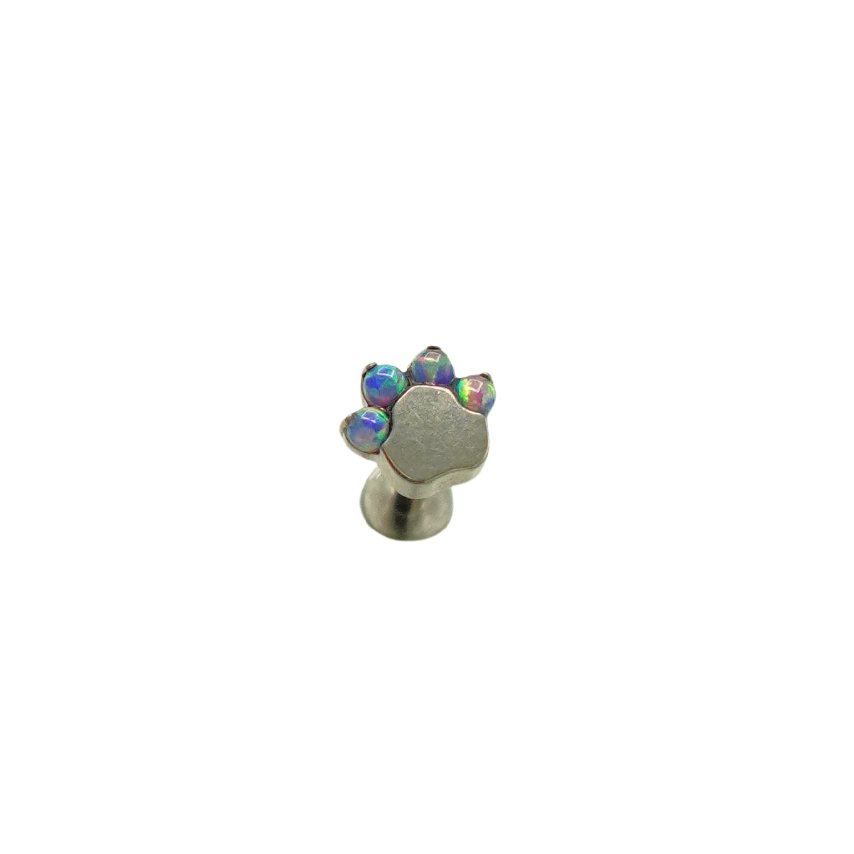 Piercing Labret 8mm Huella Perro Opalo Titanio Astm F136 G23-6