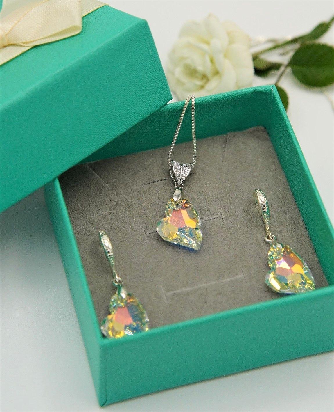 Conjunto Amor Amor cristal austriaco genuino plata fina 925-3