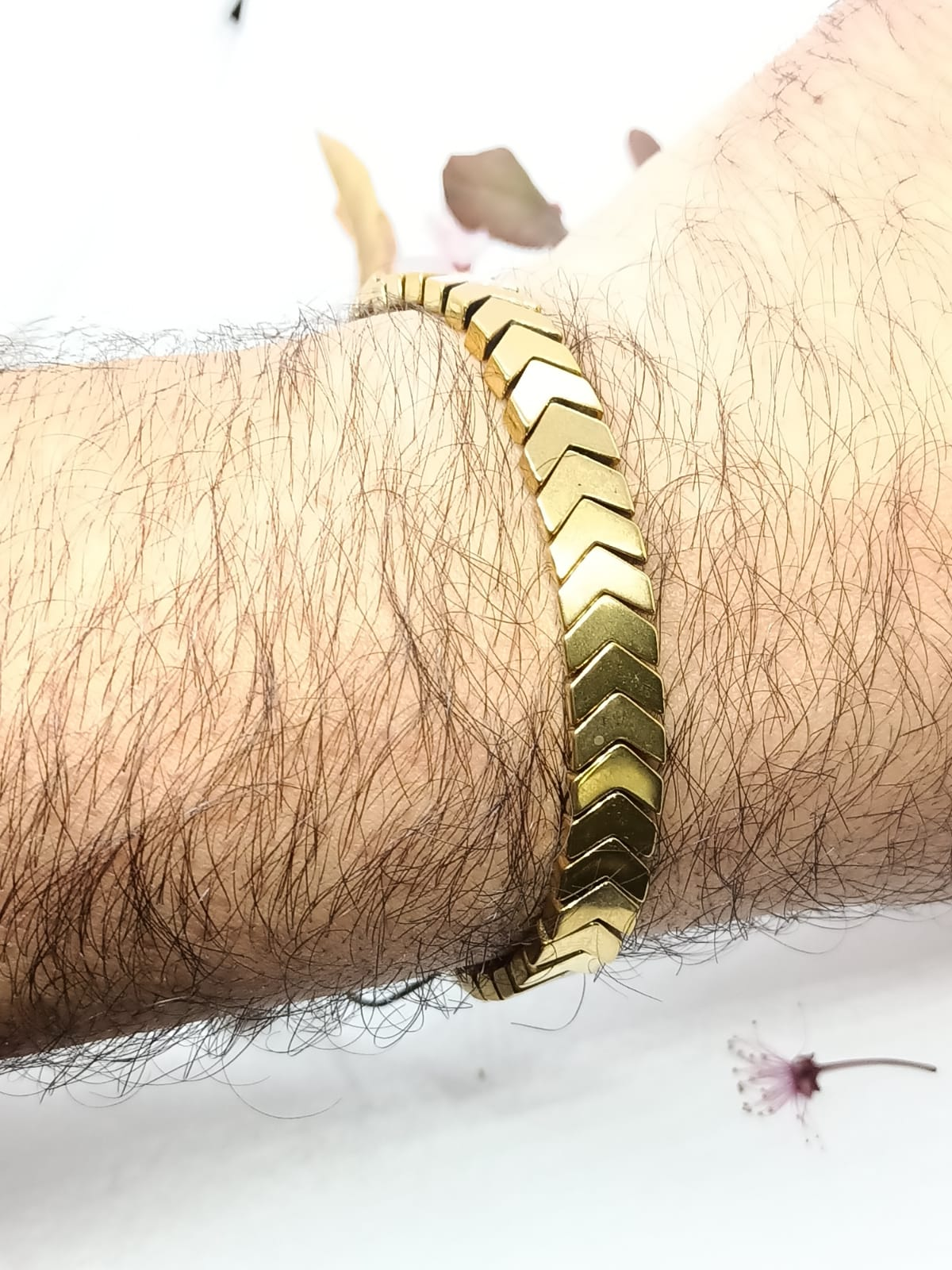 Pulsera De Cuentas Hematita Balance Energía Ajustable Unisex dorada-4