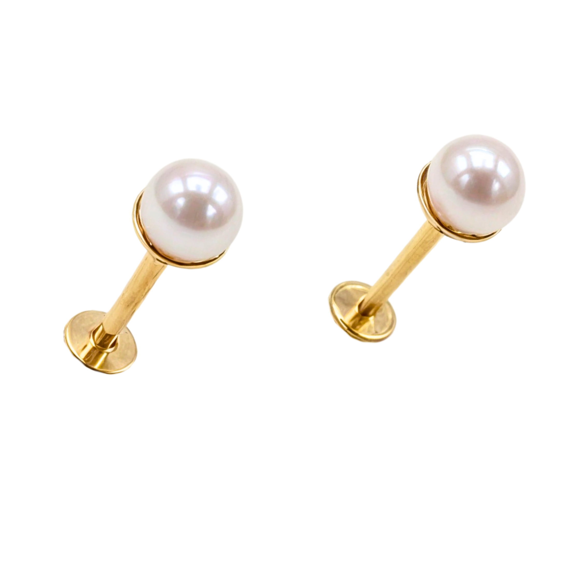 Aros perlas de seguridad titanio ASTM F136 chapados en oro 18k-0