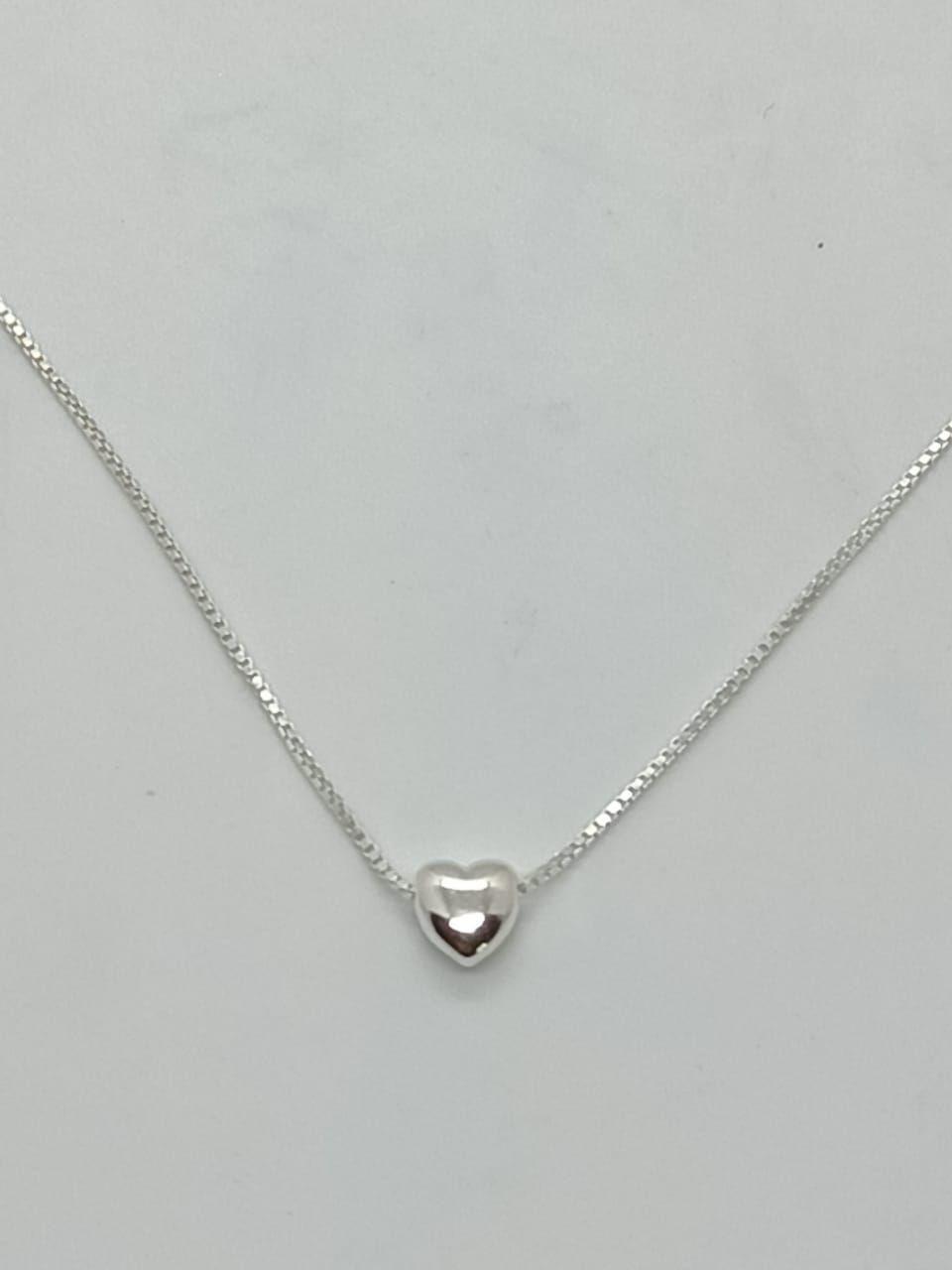 Collar con dije Tierno corazón en Plata fina ley S925-4