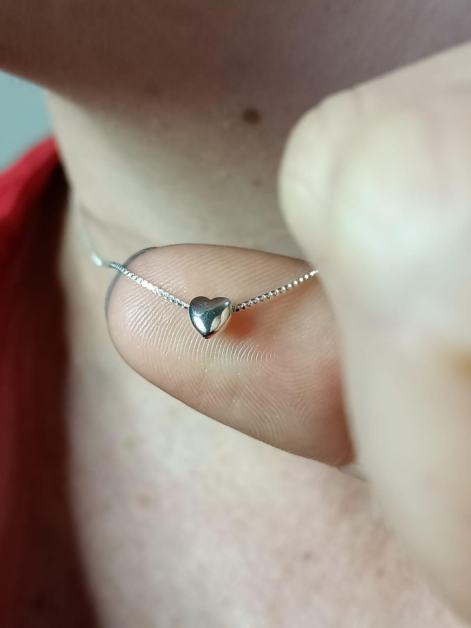 Collar con dije Tierno corazón en Plata fina ley S925-3