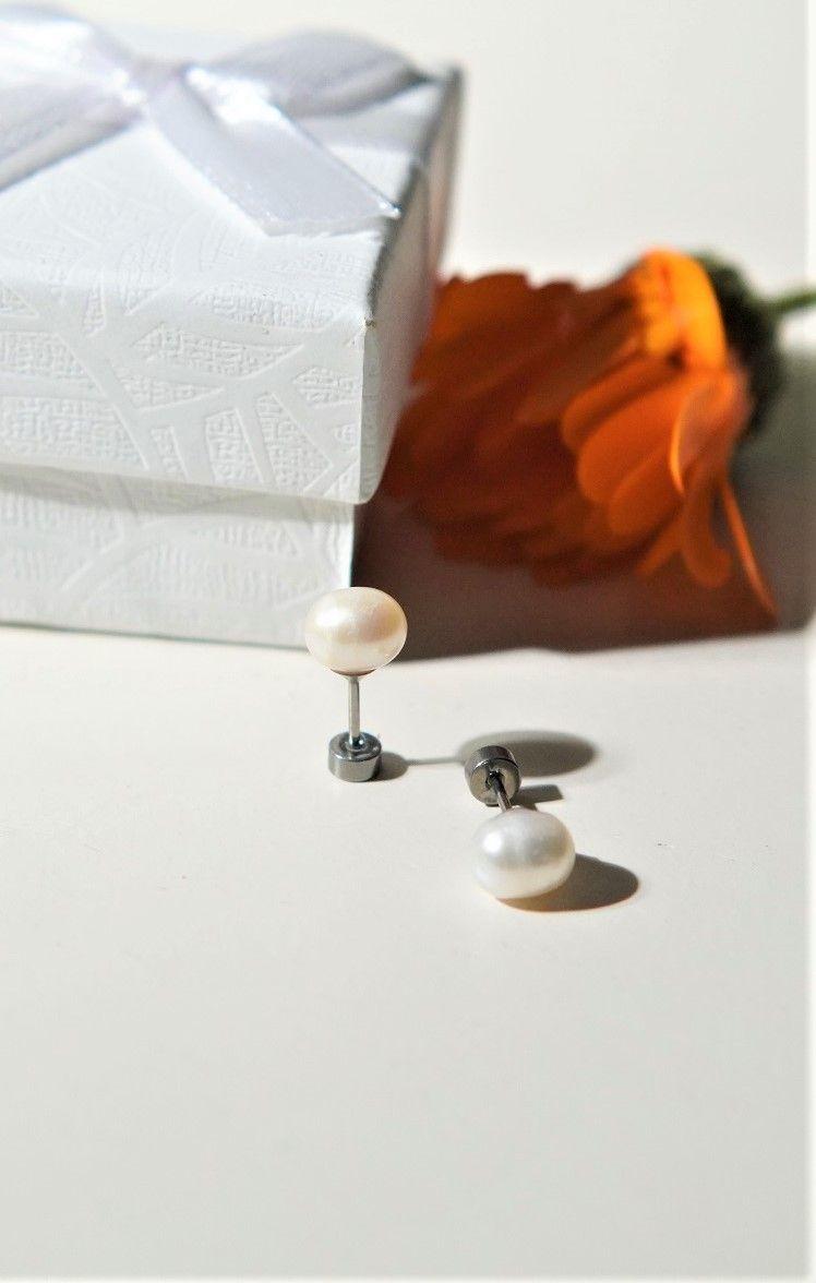 Aros Muriel perlas de rio 7mm titanio ASTM F136 Riviere-4