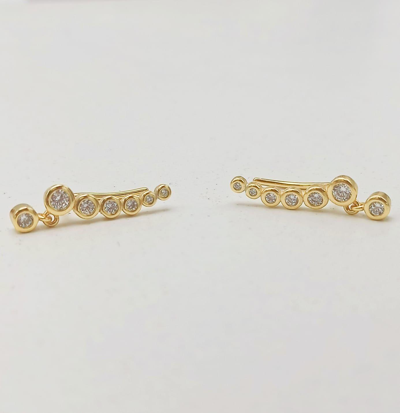 Aros Trepadores modelo Constelación Plata S925 Chapado En Oro 18k-4