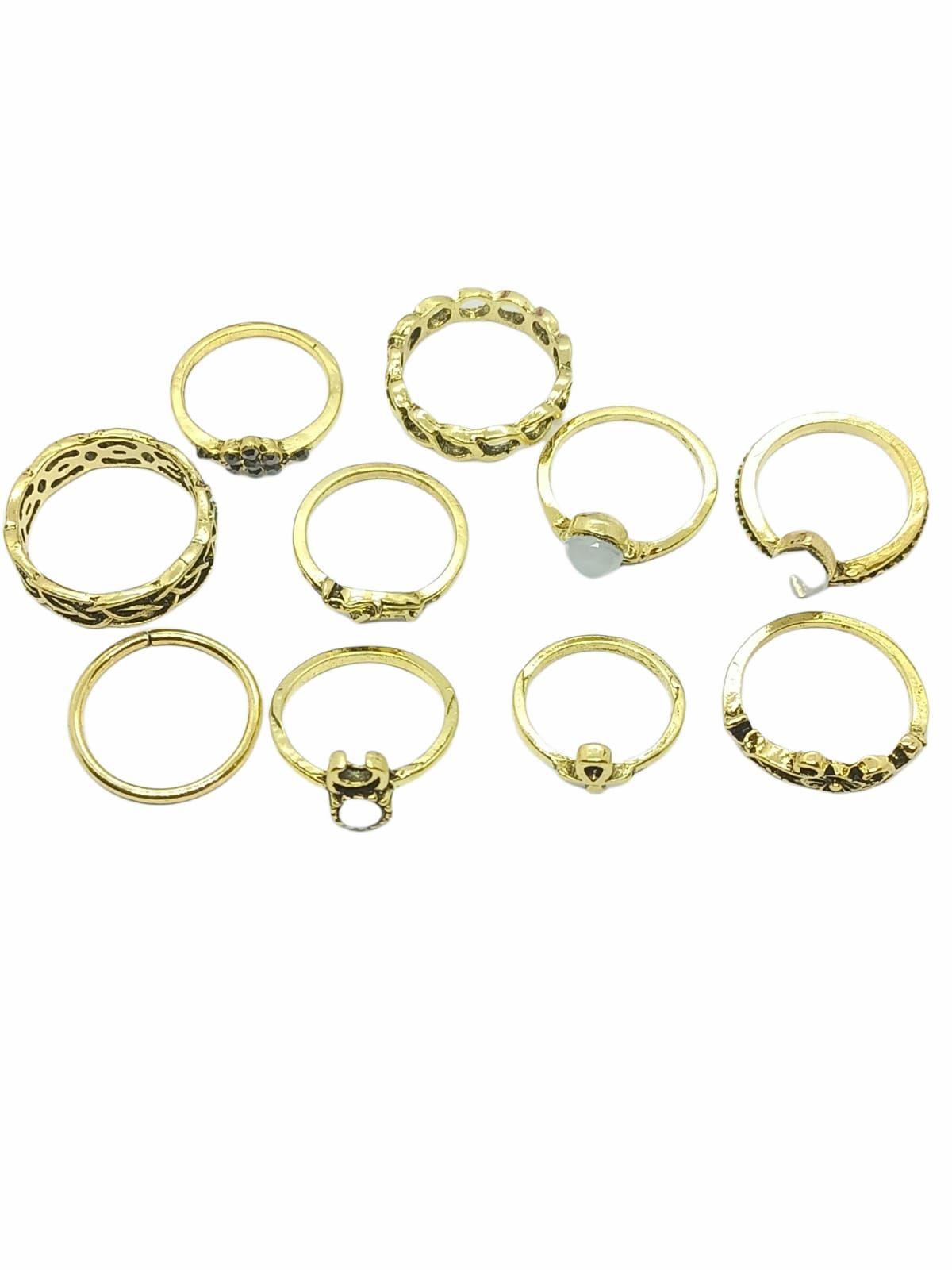 Set 10 Anillos Tallas Varias Midi Vintage Nudillo Elefante-4