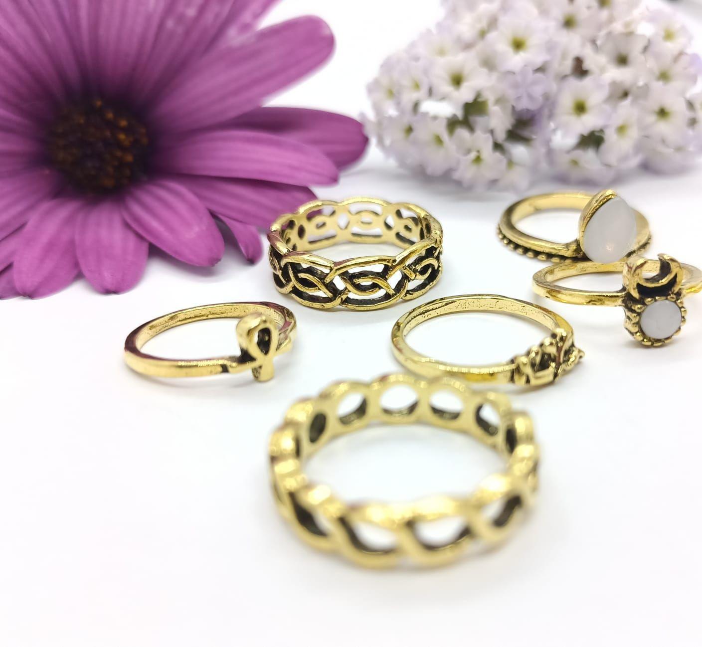 Set 10 Anillos Tallas Varias Midi Vintage Nudillo Elefante-7