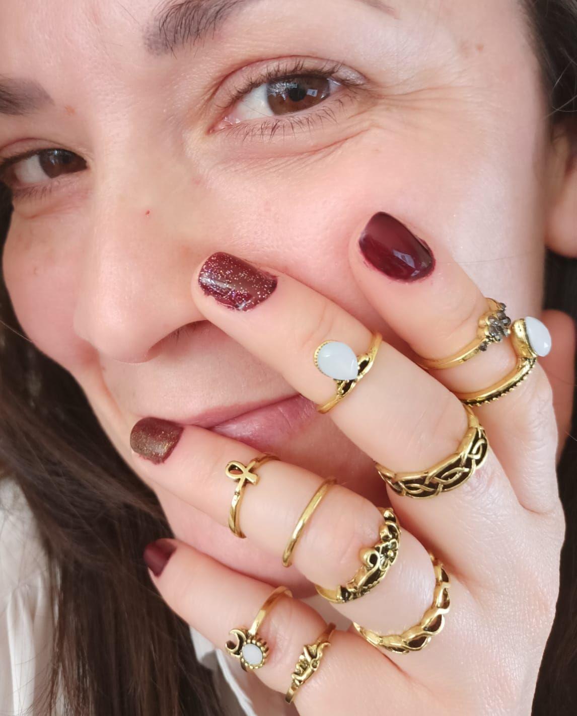 Set 10 Anillos Tallas Varias Midi Vintage Nudillo Elefante-9