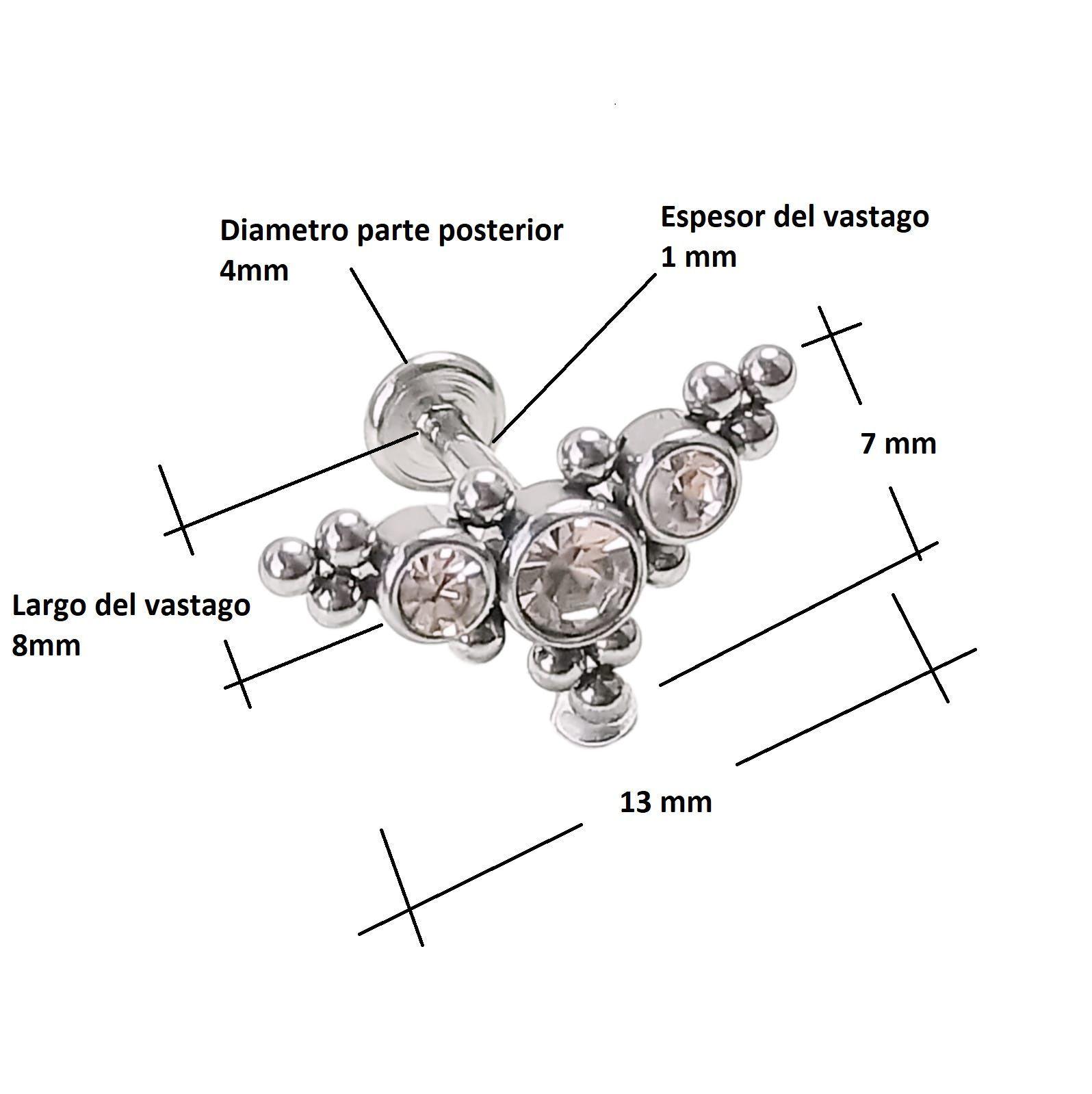 Piercing Oreja Tragus Conch Labret Modelo Triangular Hipoalergenico Unidad-7