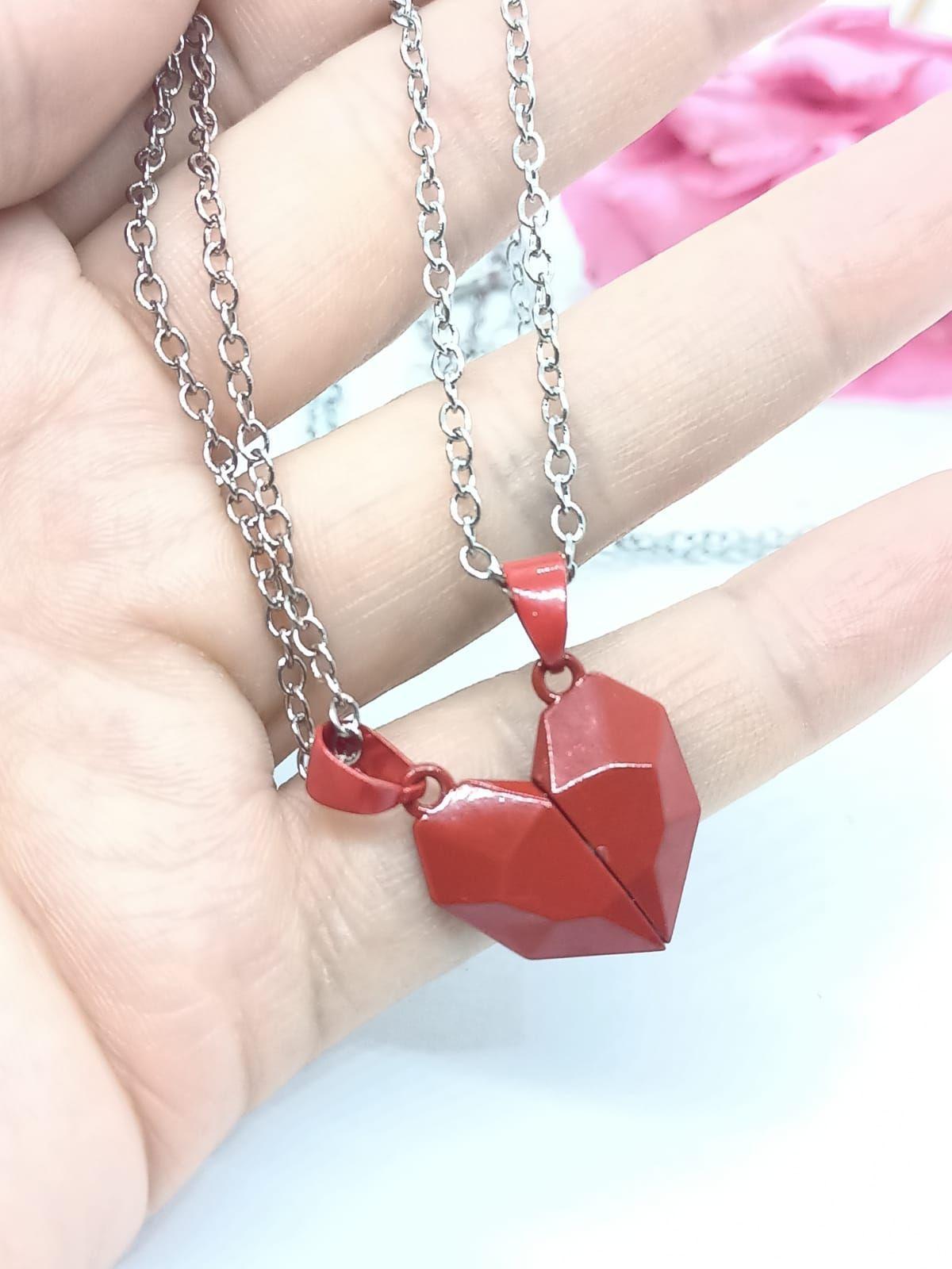 Colgante Doble Corazón Imantado Parejas amigos-3