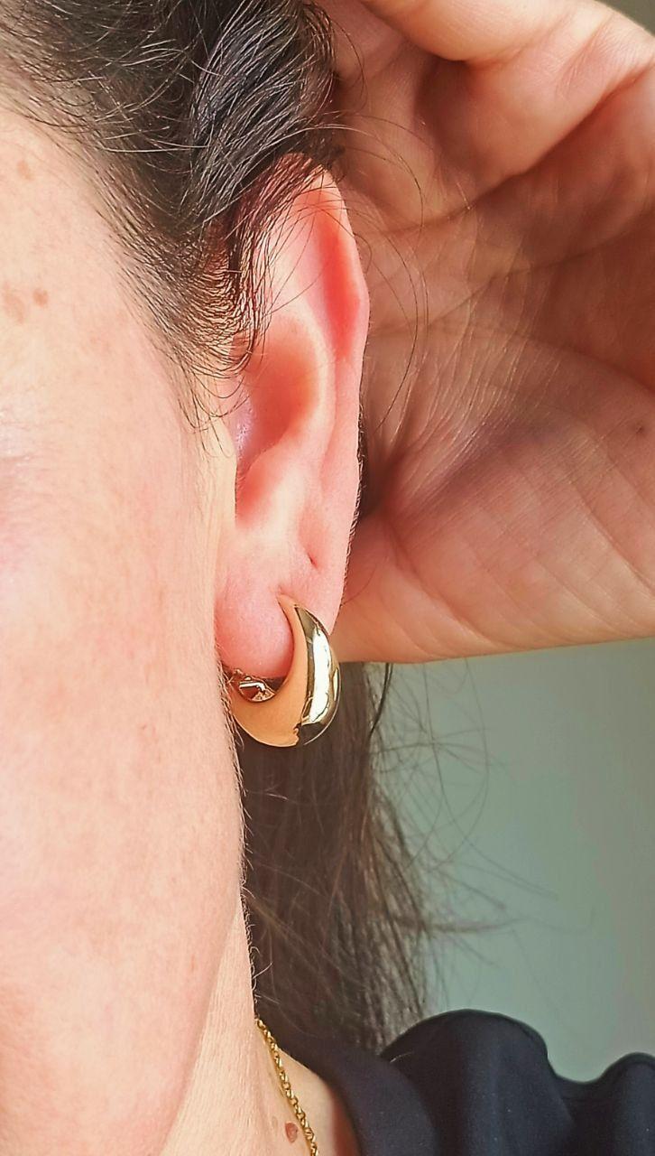 Argollas Sin Perforacion Chunky Huggies Chapada En Oro 18k-2