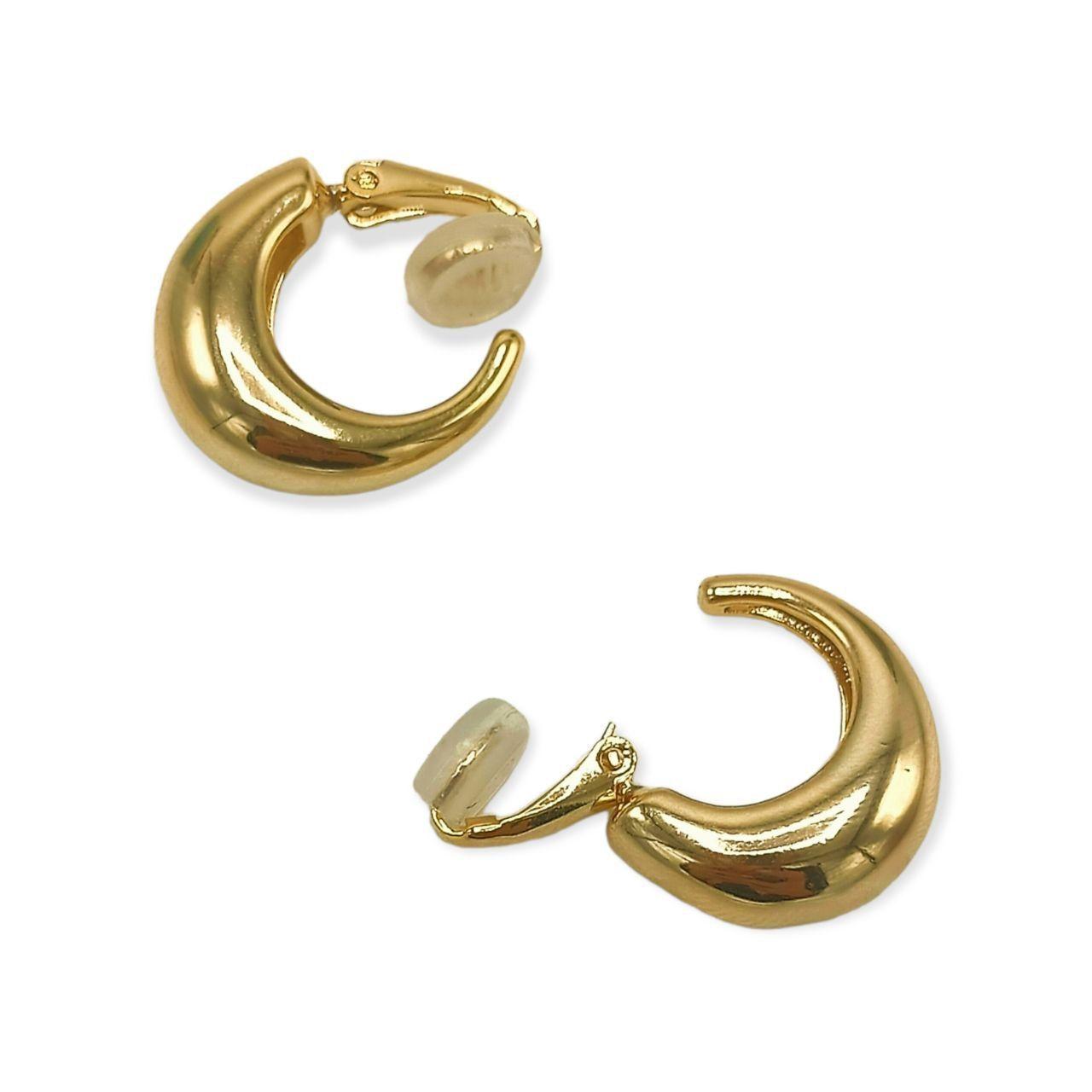 Argollas Sin Perforacion Chunky Huggies Chapada En Oro 18k-3
