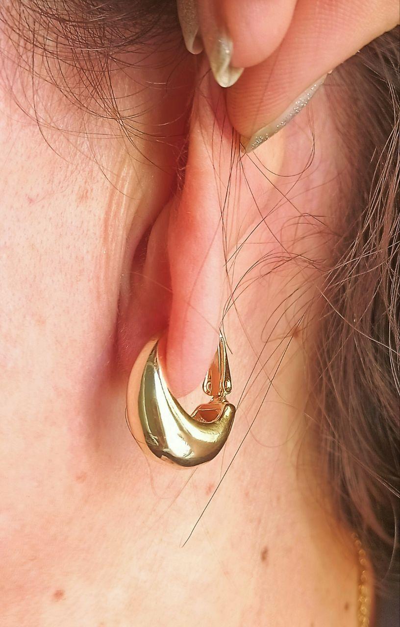 Argollas Sin Perforacion Chunky Huggies Chapada En Oro 18k-5