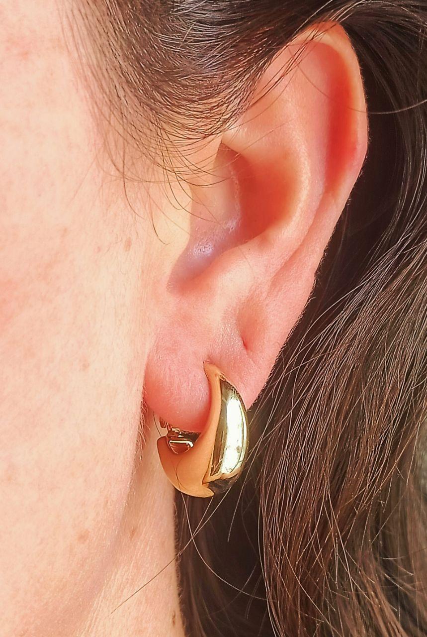 Argollas Sin Perforacion Chunky Huggies Chapada En Oro 18k-6