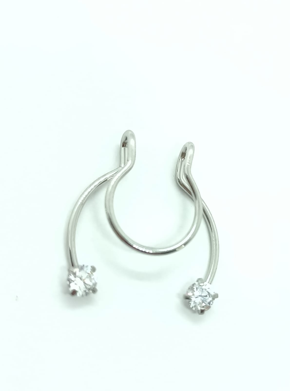 Piercing Zirconia Sin Hoyos Sin Perforación Septum zirconio blanco-0