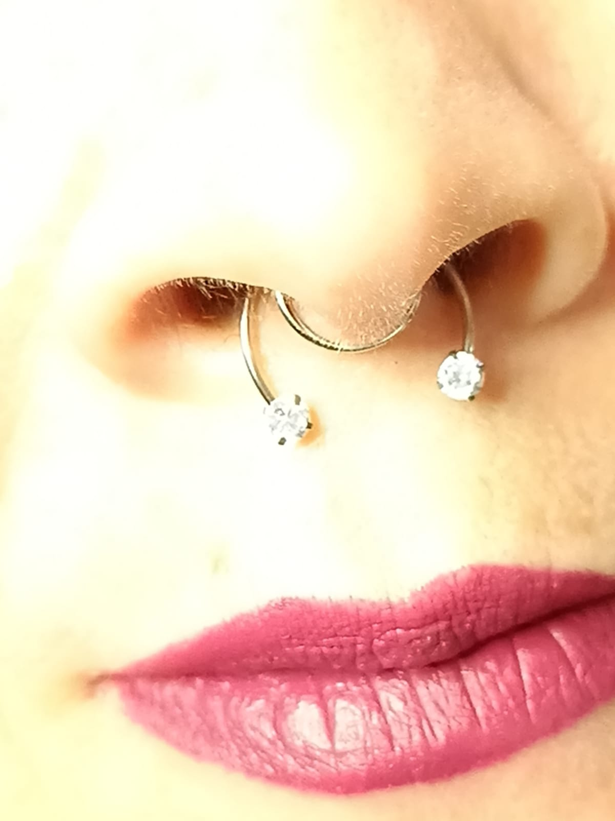 Piercing Zirconia Sin Hoyos Sin Perforación Septum zirconio blanco-1