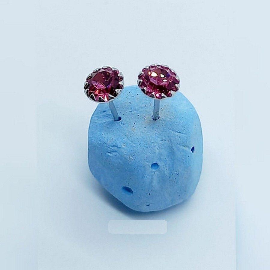 Pendientes Rosado puntos De luz 5mm Plata fina ley S925-4