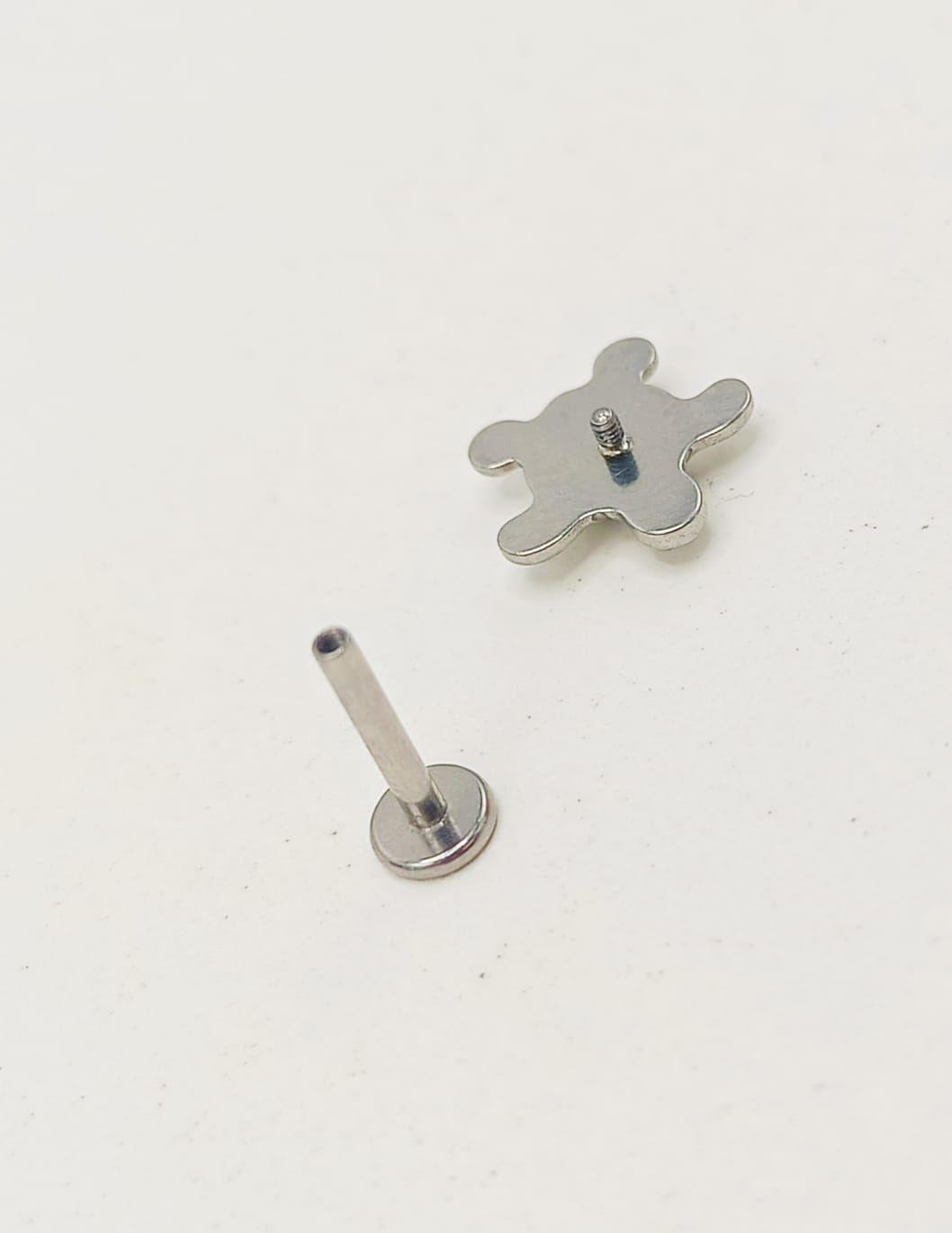 Piercing Labret Astm F136 G23 Acero Titanio Tortuga Tragus-4