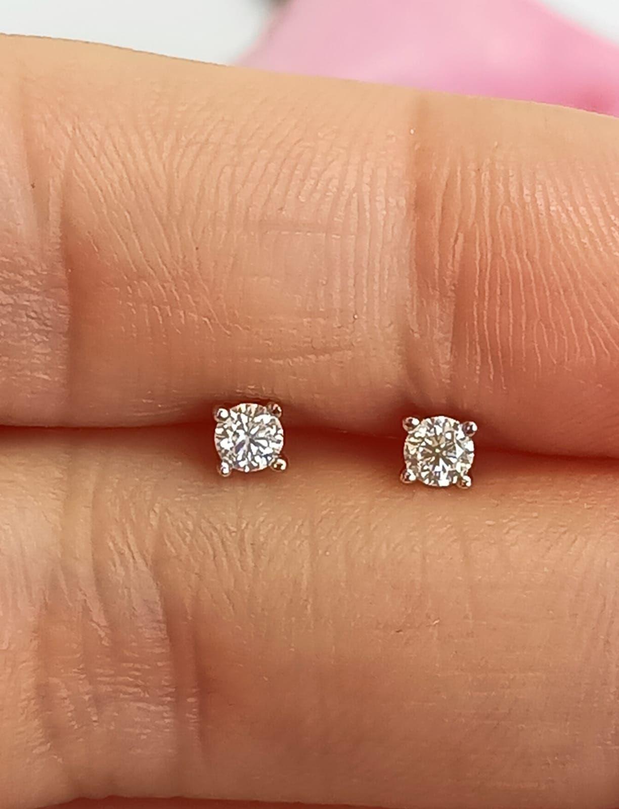 Aros Pendientes Punto Luz 3mm Plata Piedra Gema Moissanita-3