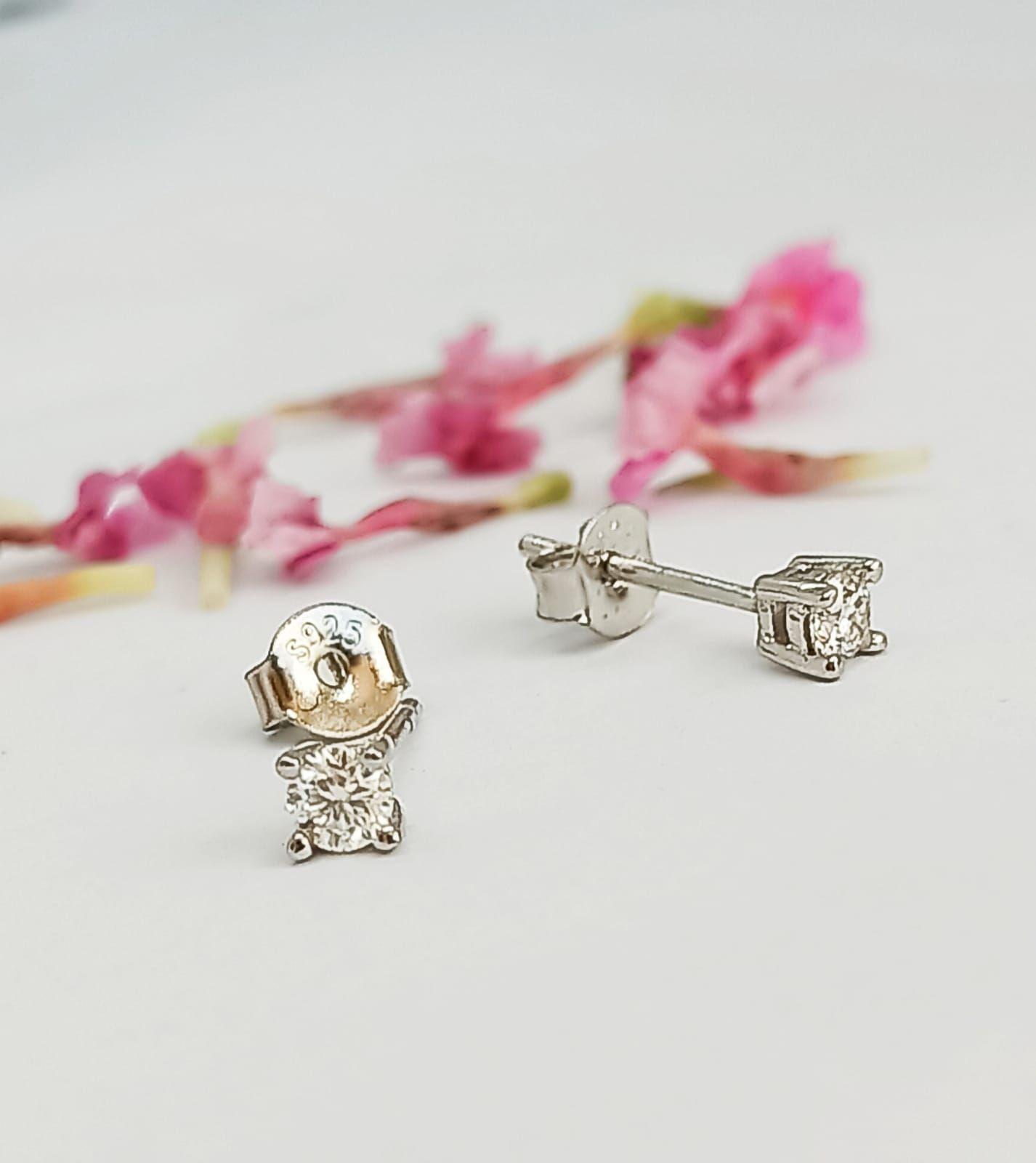Aros Pendientes Punto Luz 3mm Plata Piedra Gema Moissanita-4