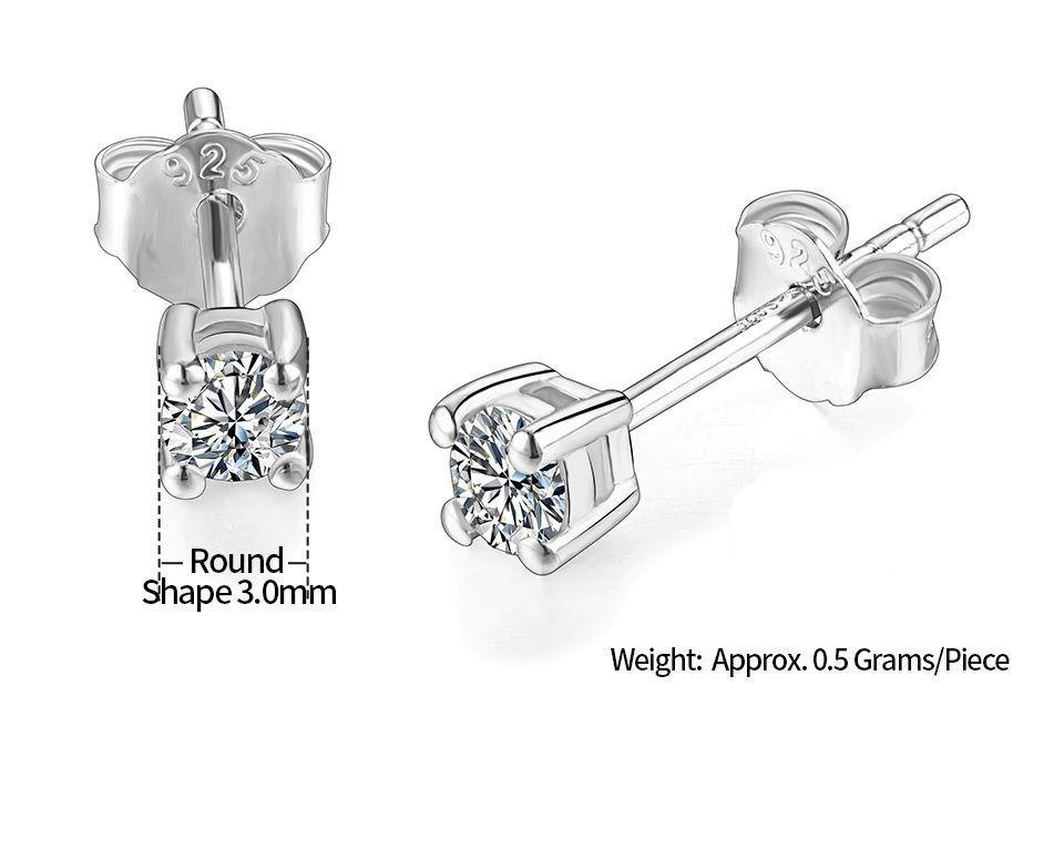 Aros Pendientes Punto Luz 3mm Plata Piedra Gema Moissanita-5