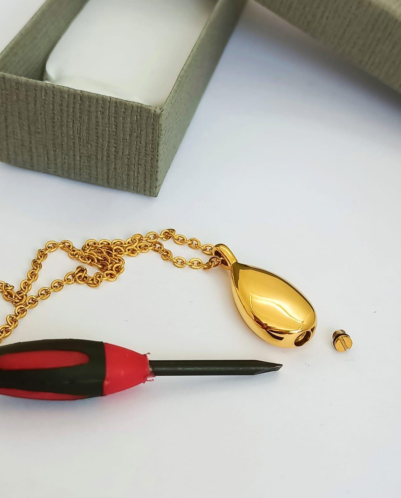 Colgante Anfora Cremacion Urna Cenizas Chapada En Oro 18k-3