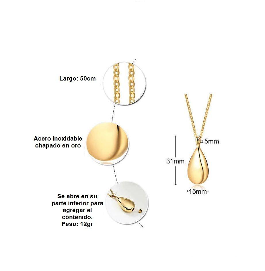 Colgante Anfora Cremacion Urna Cenizas Chapada En Oro 18k-6