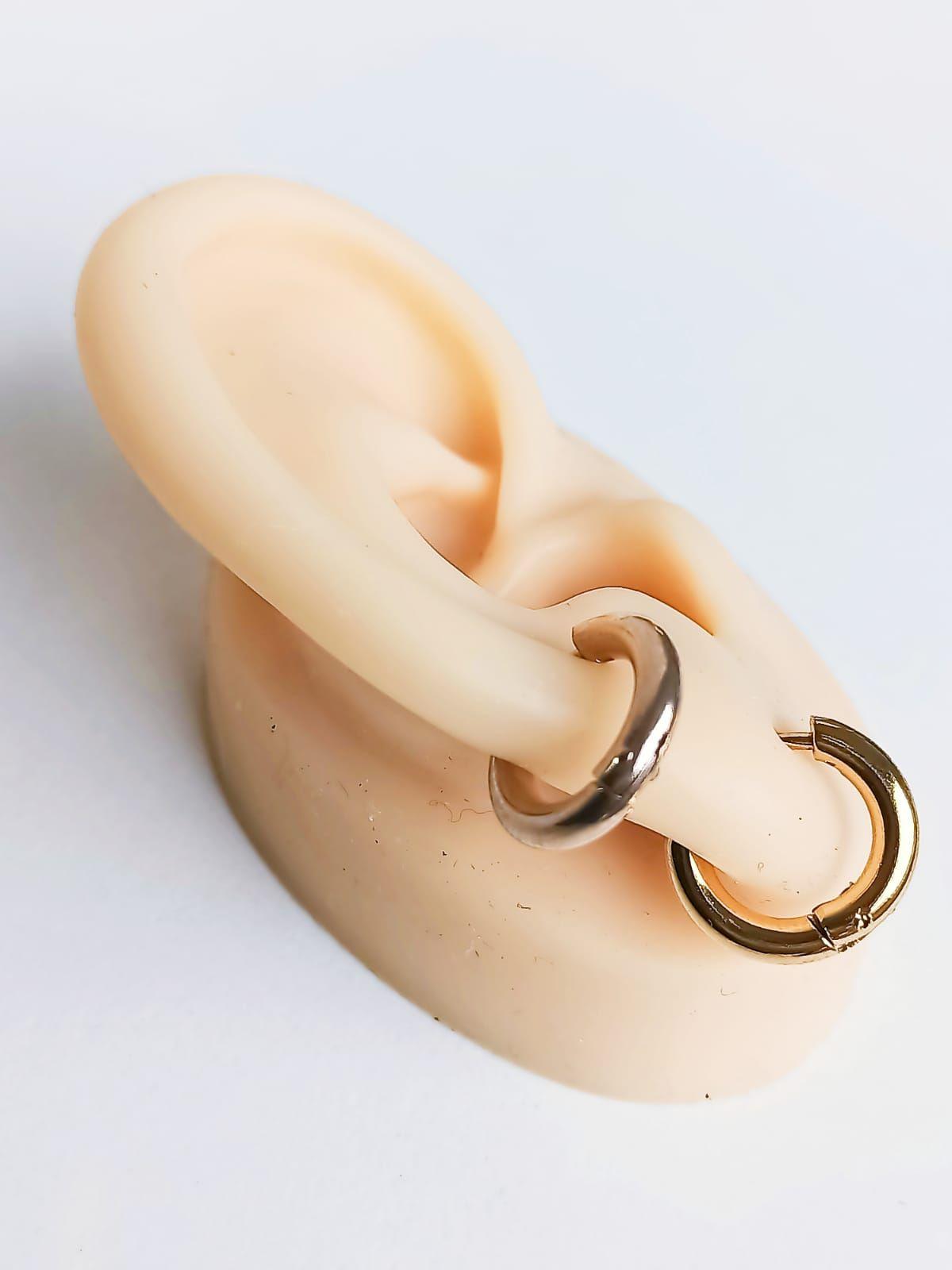 Pack 2 Par De Argollas Piercing Orejas Chapadas En Oro 18k-5