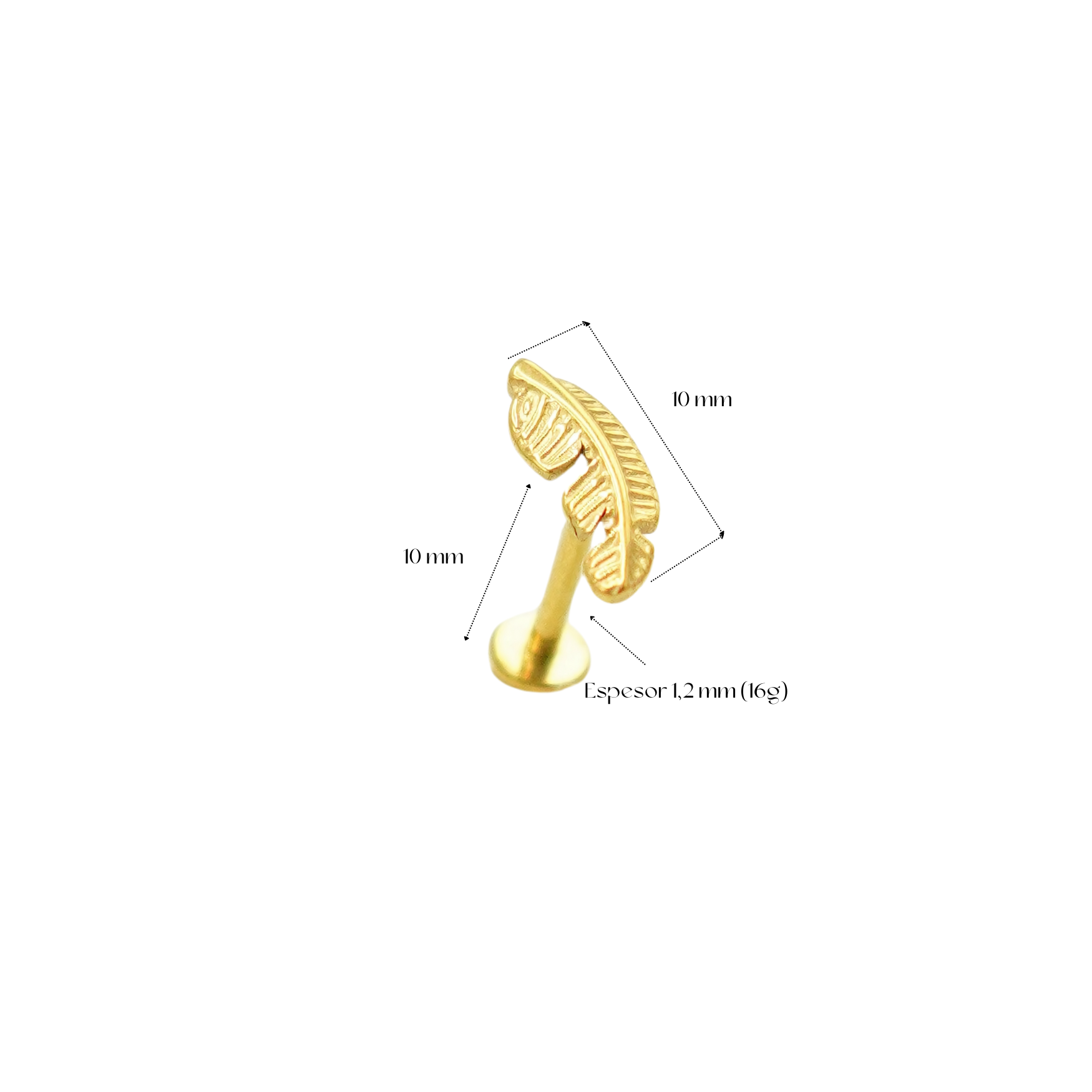 Piercing Labret Titanio Astm F136 G23 Hoja Chapada En Oro-3