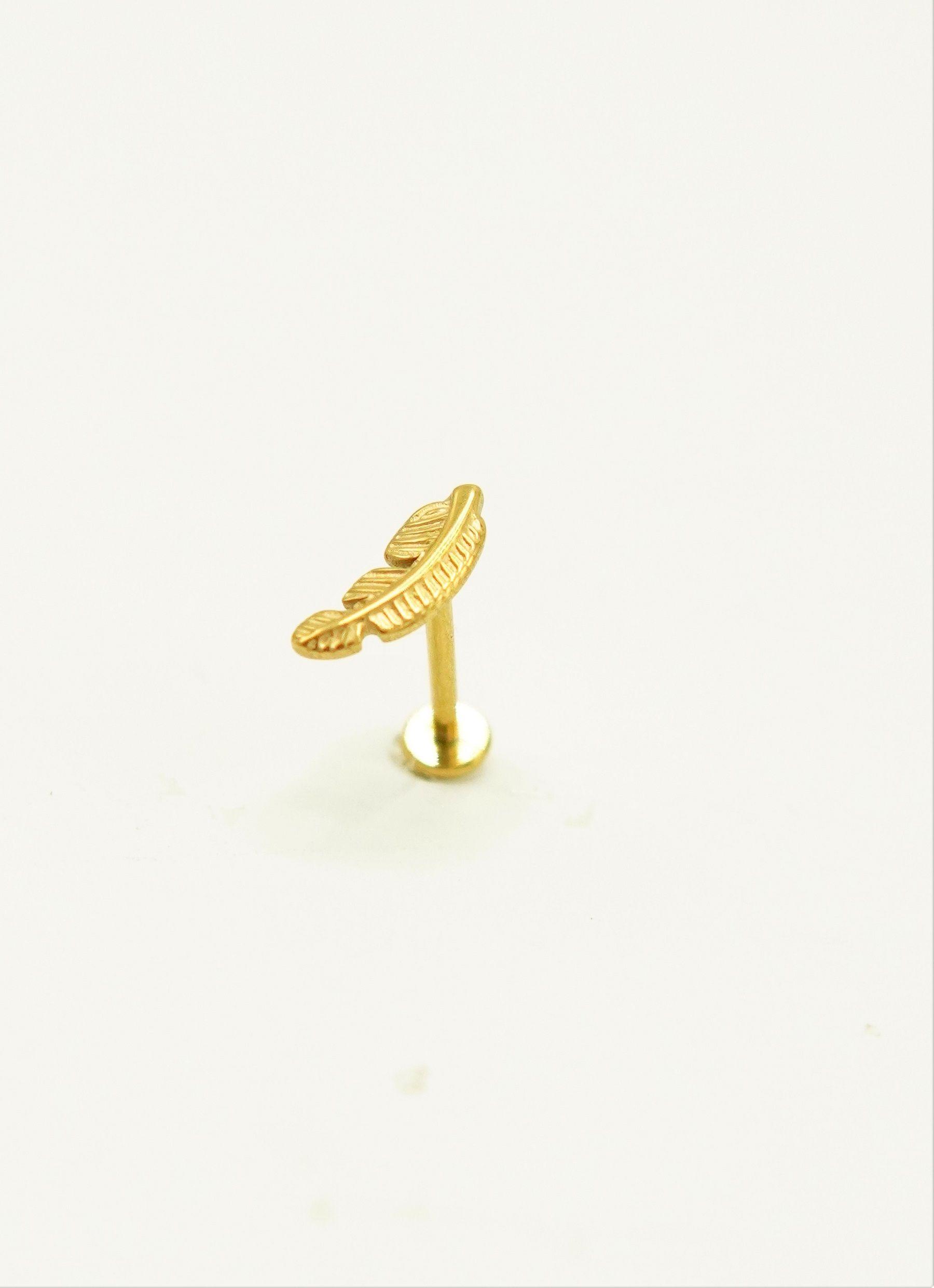 Piercing Labret Titanio Astm F136 G23 Hoja Chapada En Oro-4