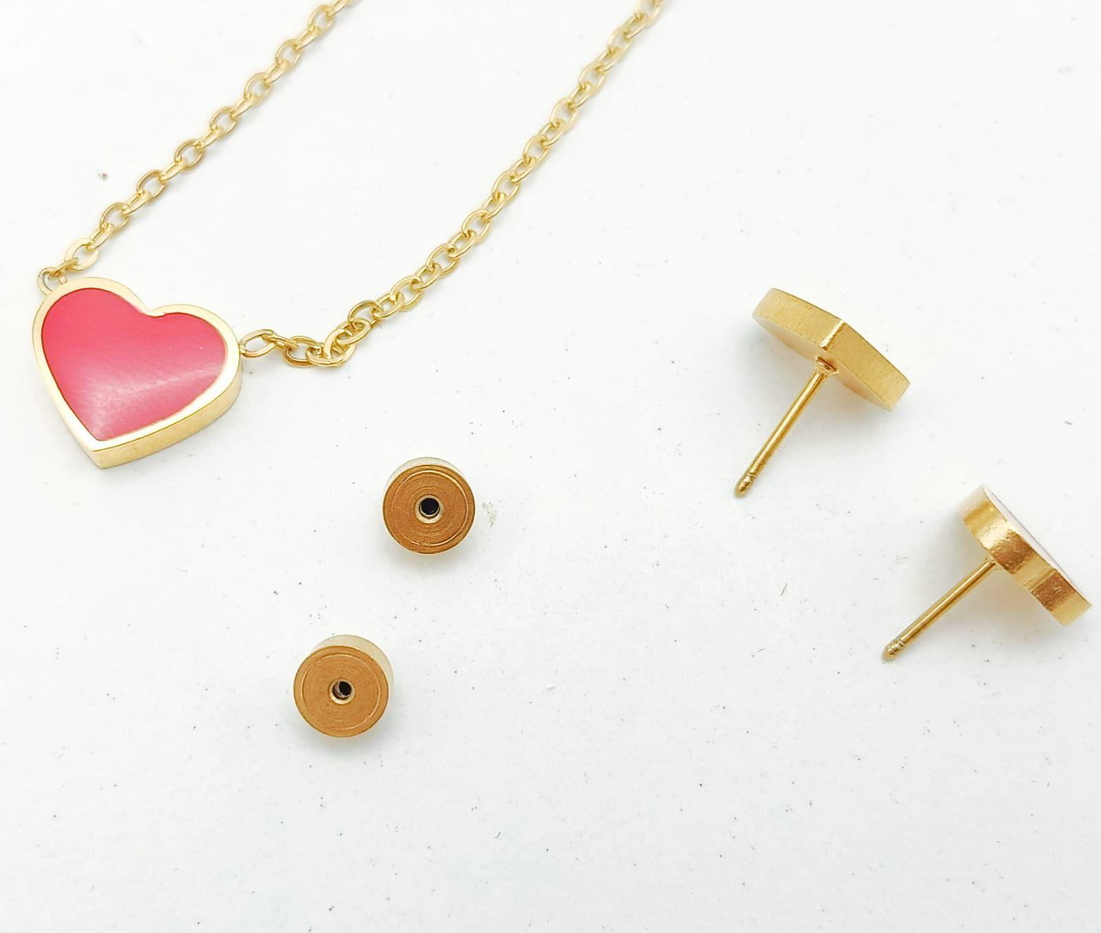 Colgante Corazon Rojo Hipoalergenico Chapado En Oro 18k Niña-3