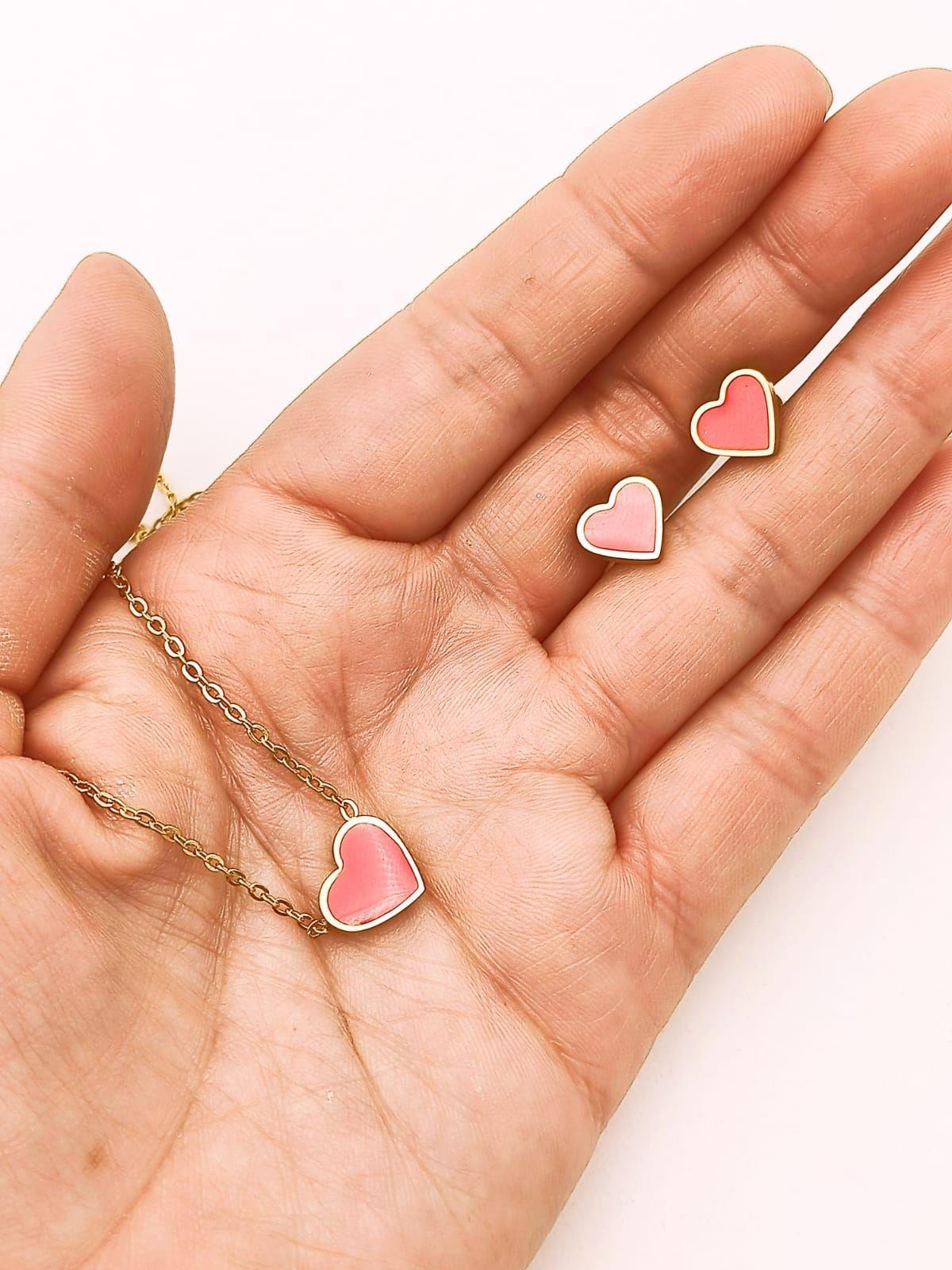 Colgante Corazon Rojo Hipoalergenico Chapado En Oro 18k Niña-6