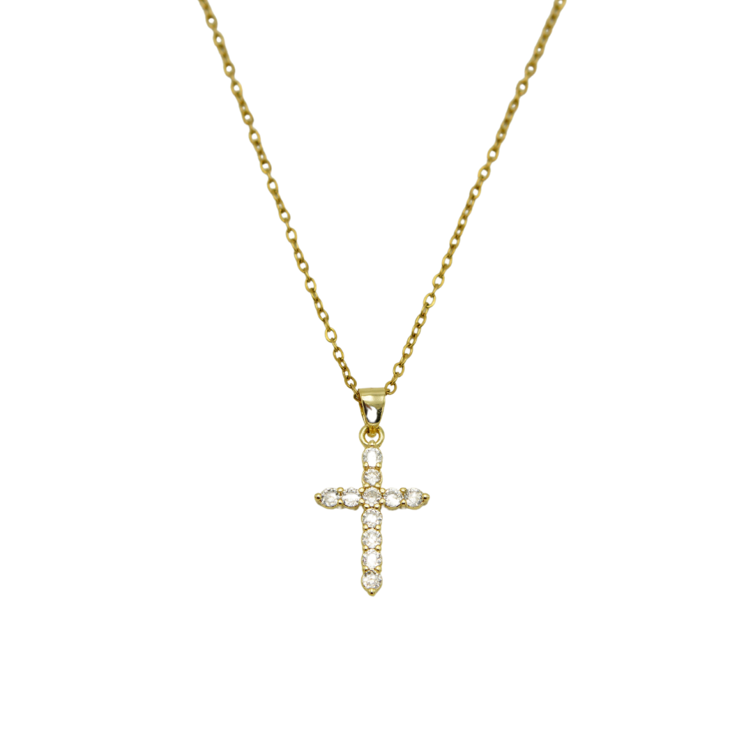 Colgante Cruz De Zirconias Aaa Chapadas En Oro 18k Religión-0