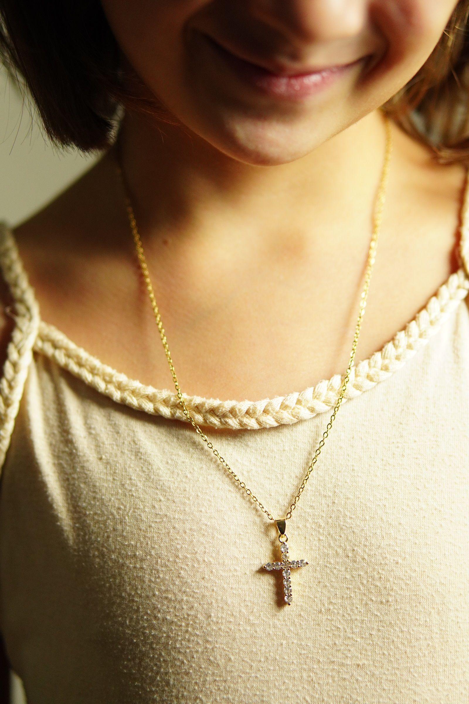 Colgante Cruz De Zirconias Aaa Chapadas En Oro 18k Religión-2