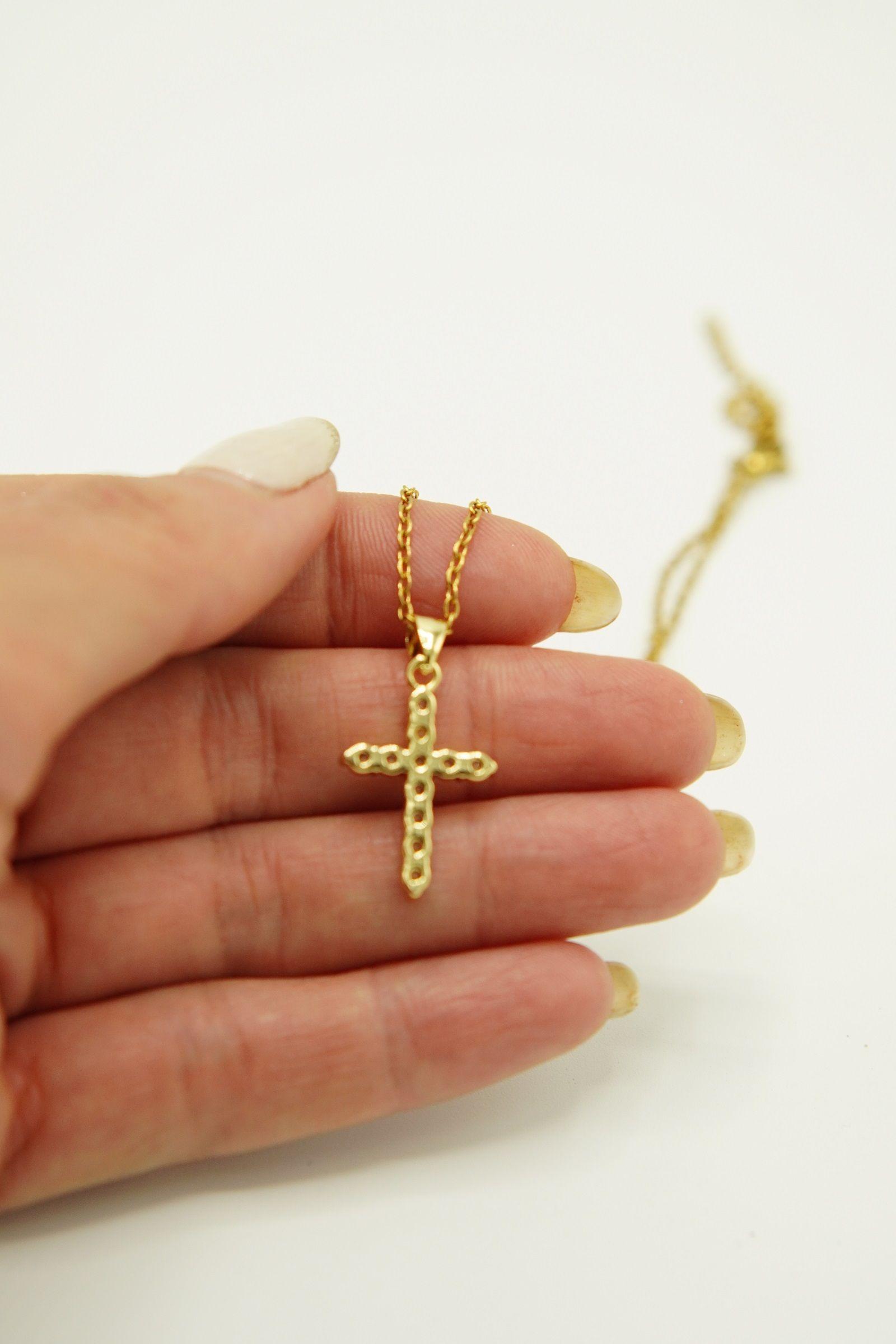 Colgante Cruz De Zirconias Aaa Chapadas En Oro 18k Religión-5