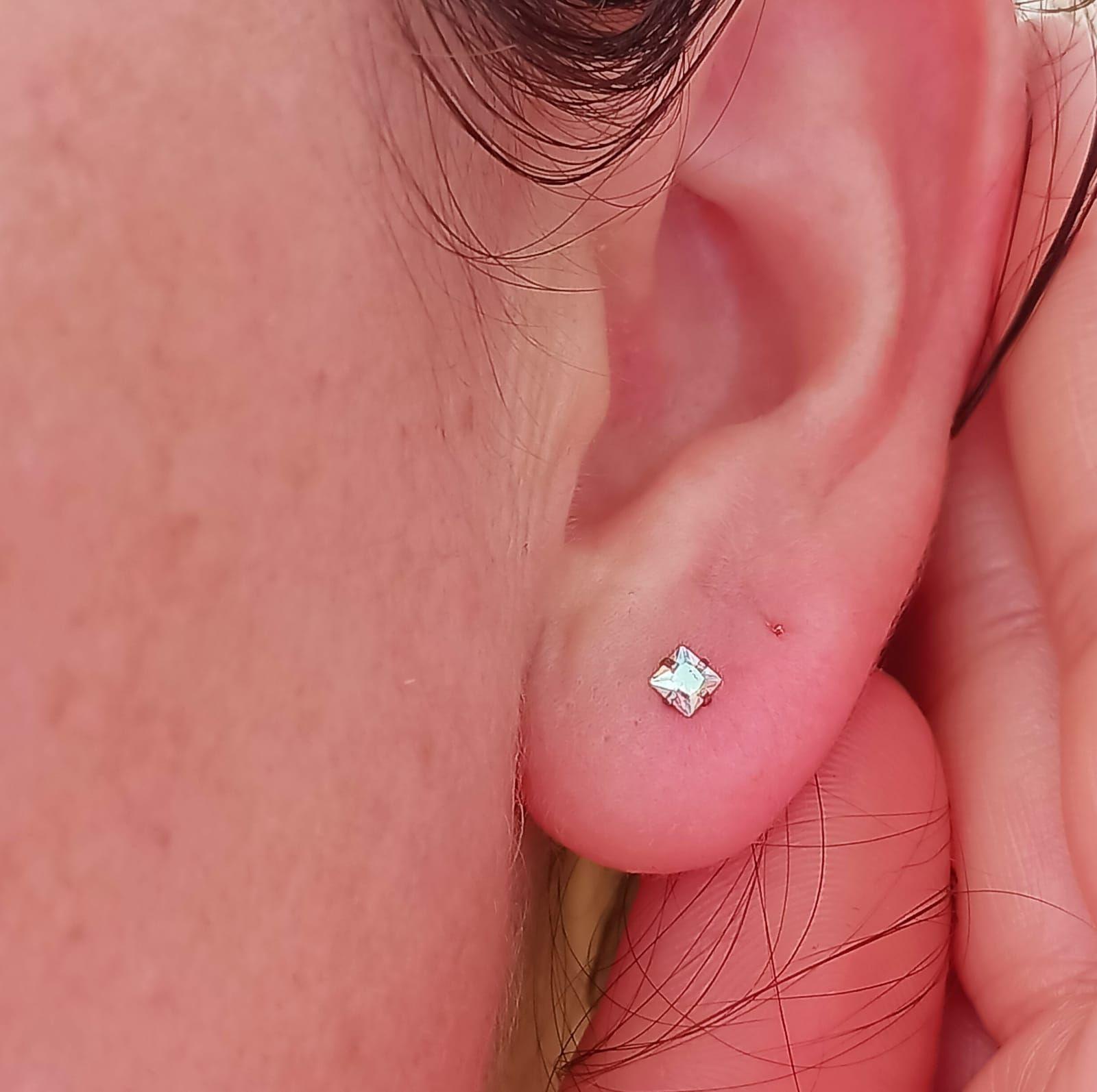 Aros Punto de Luz Acero Inoxidable Tornasol Zirconio Cuadrado 3mm-5