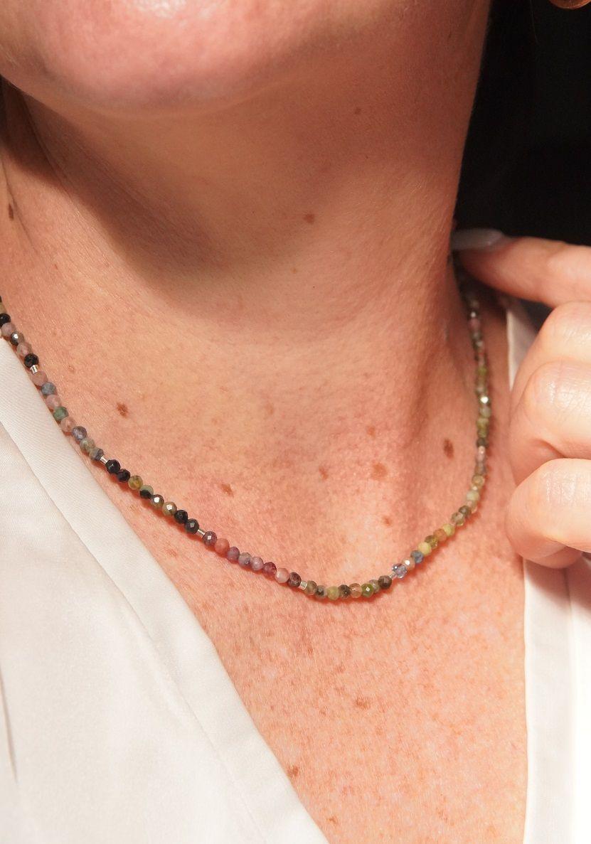 Collar gargantilla Turmalina 3mm plata fina 925 Terranova-2