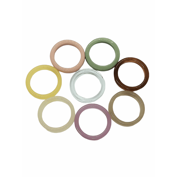 Set 8 Anillos Resina Colores Juvenil Frescos Coloridos Midi-0