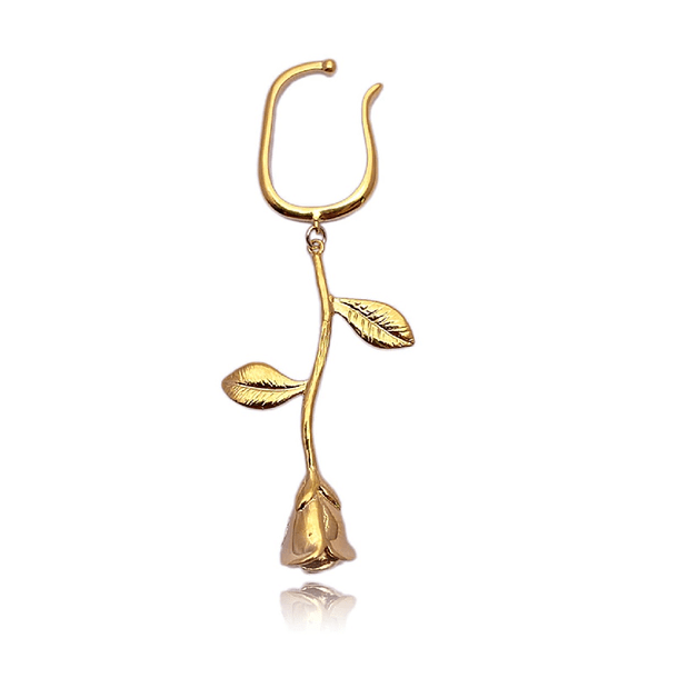 Aro Pendiente Largo Rosa Sin Hoyos earcuff bañado en oro Por Unidad-0