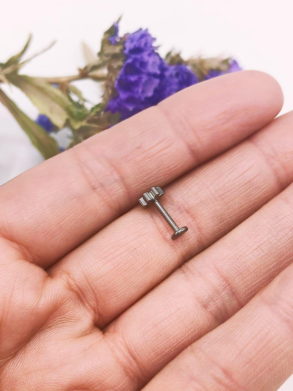 Piercing Labret F136 G23 Acero Titanio Huella Perro Gato-2