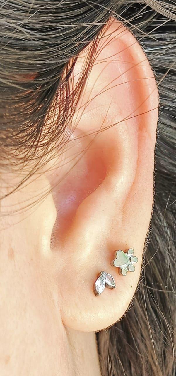Piercing Labret F136 G23 Acero Titanio Huella Perro Gato-3