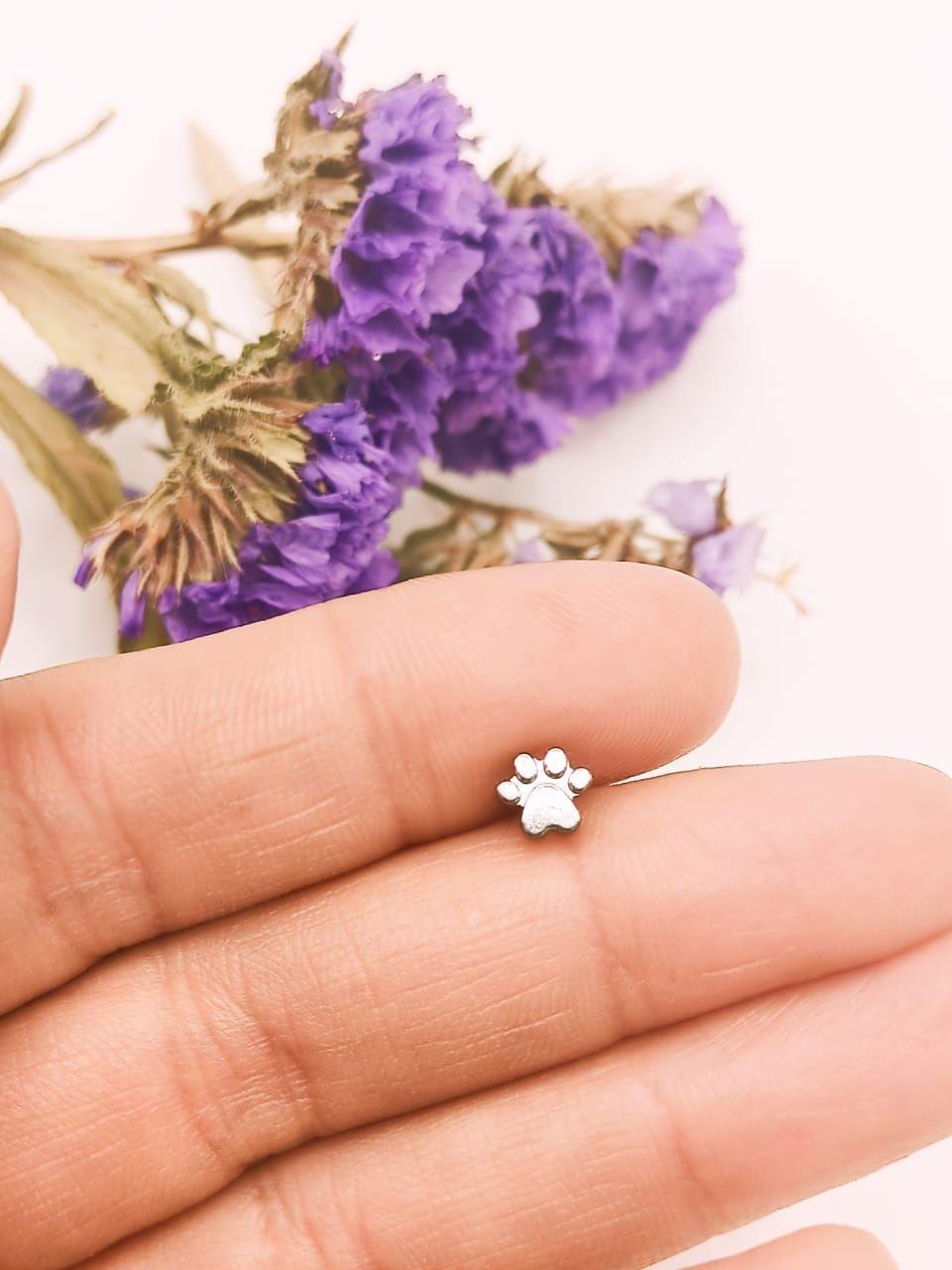 Piercing Labret F136 G23 Acero Titanio Huella Perro Gato-4